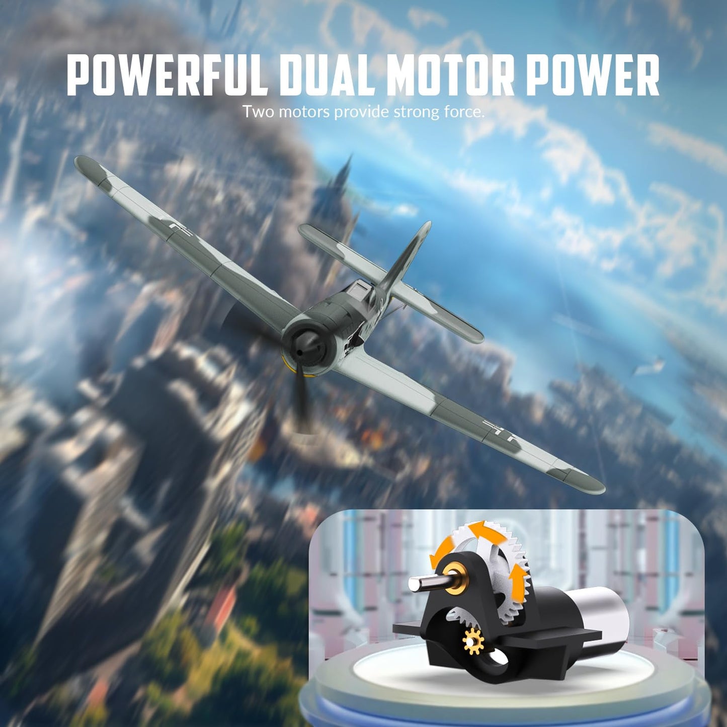 volantexrc RC Plane FW190 Fighter 4CH Remote Control Airplane RTF with Aileron, Gyro, Aerobatics & 3 Modes to Fly, Hobby Radio Controlled Warbird Aircraft for Adults, Beginners (761-17)