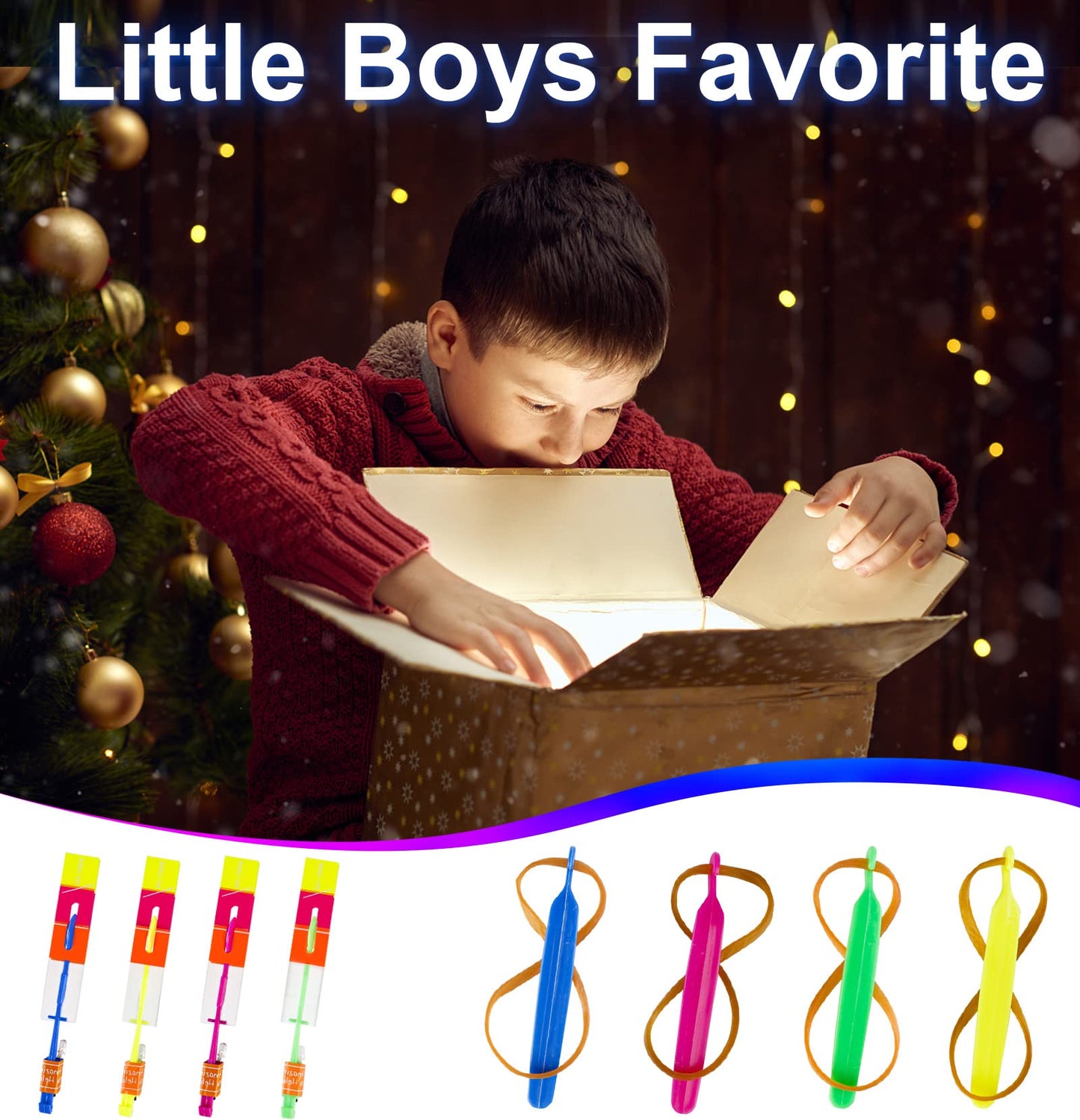 60pcs Led Arrow Helicopter Flying Toy Party Fun Gift Elastic Slingshot Flying Copters Birthdays Summer Day Party Favors Outdoor Game for Kids