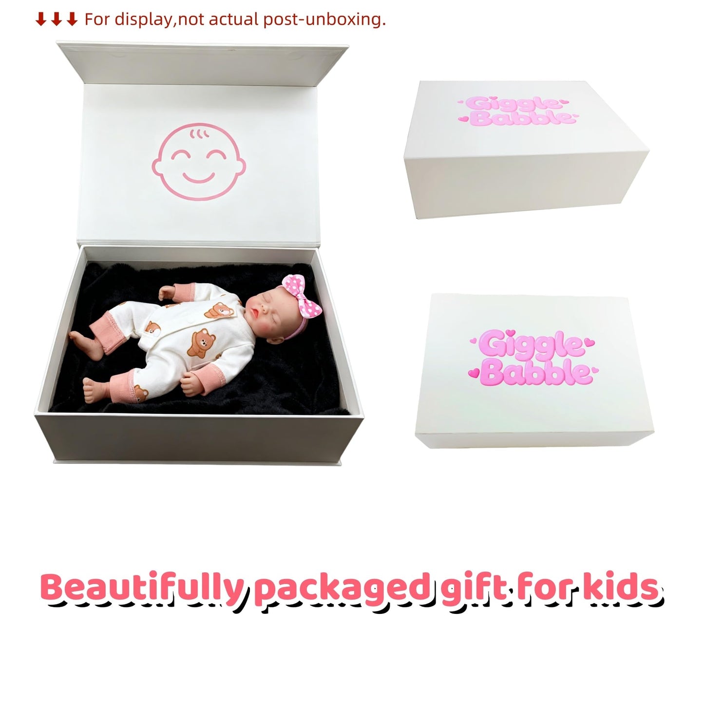 GiggleBabble 12 Inch Full Body Silicone Reborn Baby Doll Girl - Eyes Closed - 2.4lbs Weighted Lifelike Doll - 4.5/5 Stars Vine Tested - Soft Silicone Touch & Safe Gift for Kids 3+