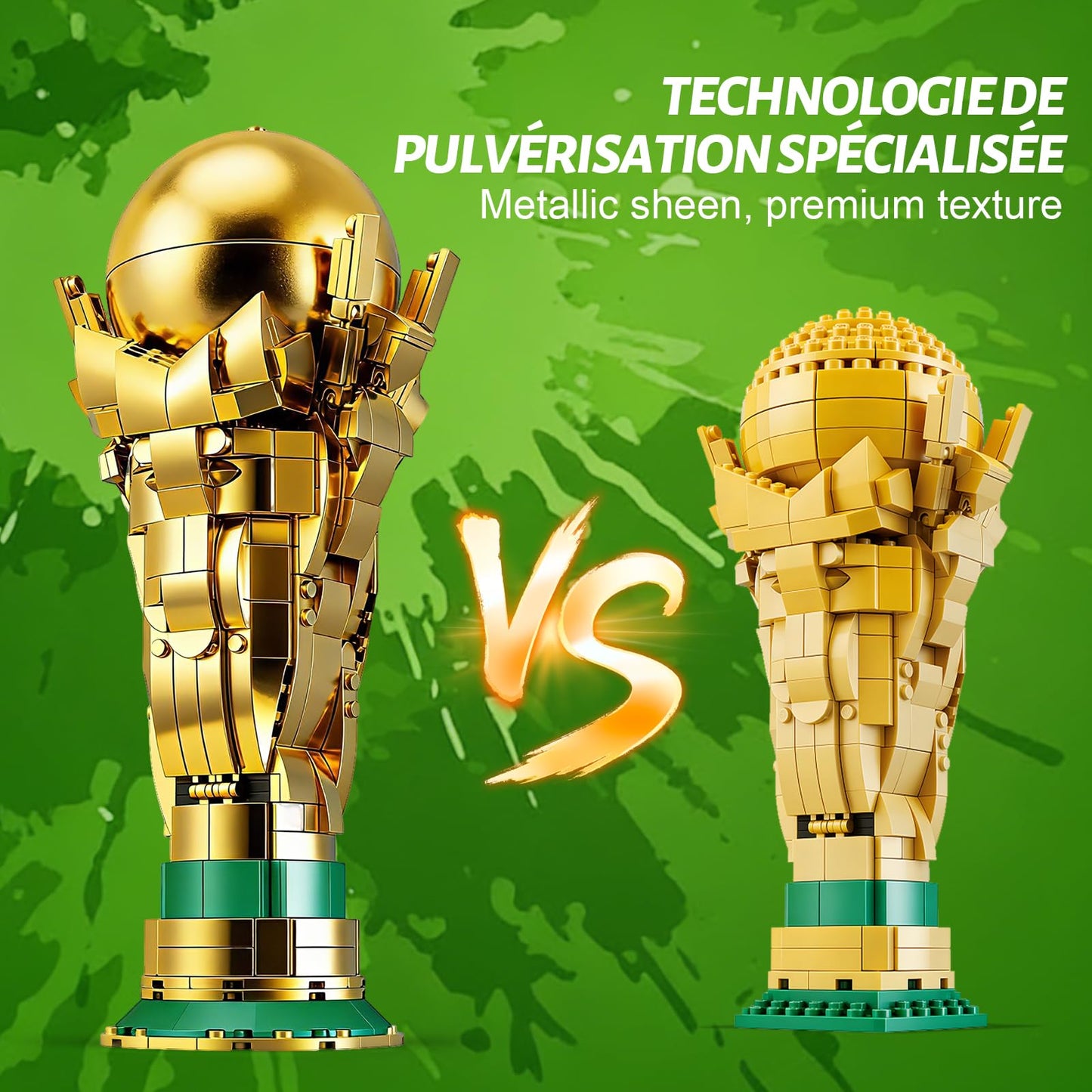 Soccer Trophy Building Set for Kids 8+ (446 Pieces) – STEM Golden Football Cup Model with Opening Sphere & Hidden Mini Balls – Collectible Display for Home Office Desk, Birthday Gift for Sports Fans