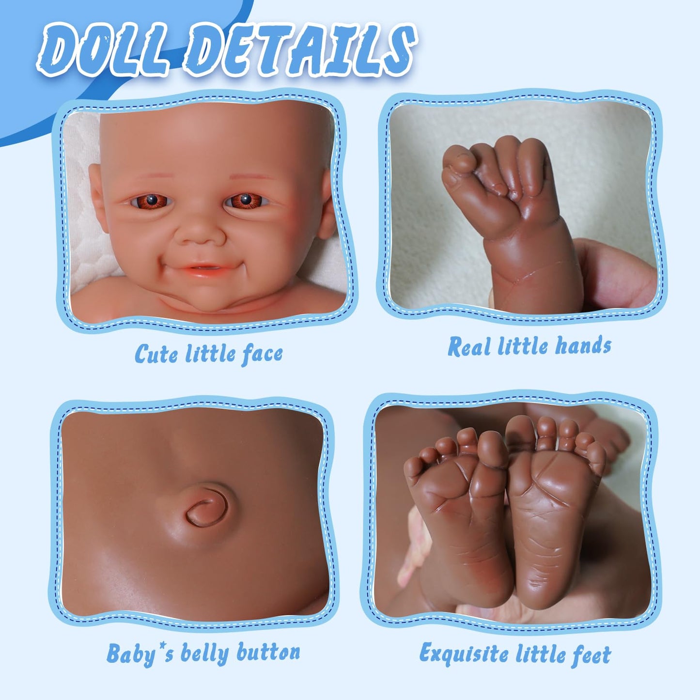 Maletofe Realistic Reborn Baby Doll, 17 Inch Silicone Baby Doll Girl, Full Body for Boys and Girls, Clothing Accessories Included, Kids Gift Set (Itian - Tan)