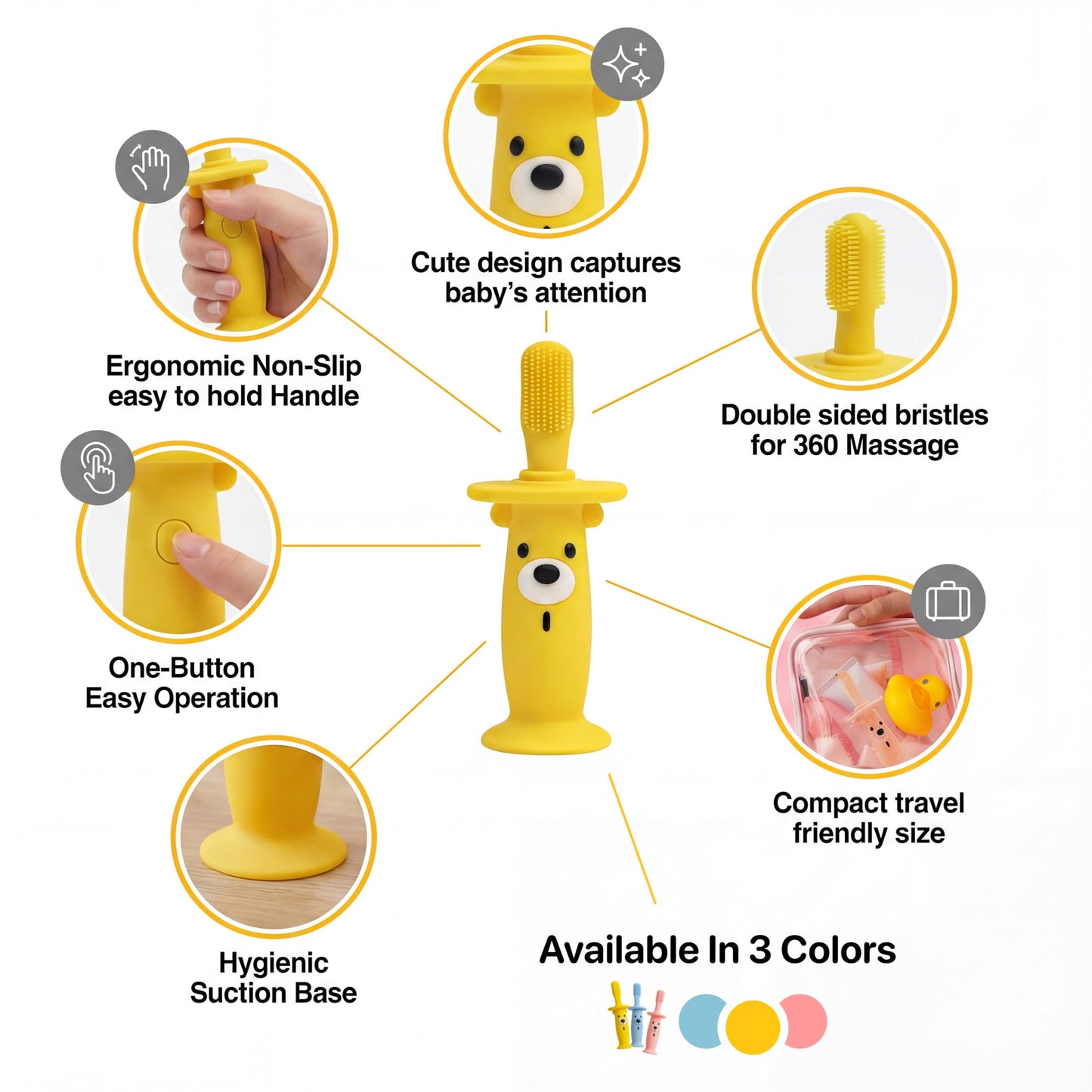 KLOUDYS Vibrating Baby Teether & Toothbrush l Teething Relief & Bone Conduction Music l Soft BPA-Free Silicone Baby teethers, Oral Sensory chew Toys for Kids & Babies,Teething Toys 9-24 Months, Pink