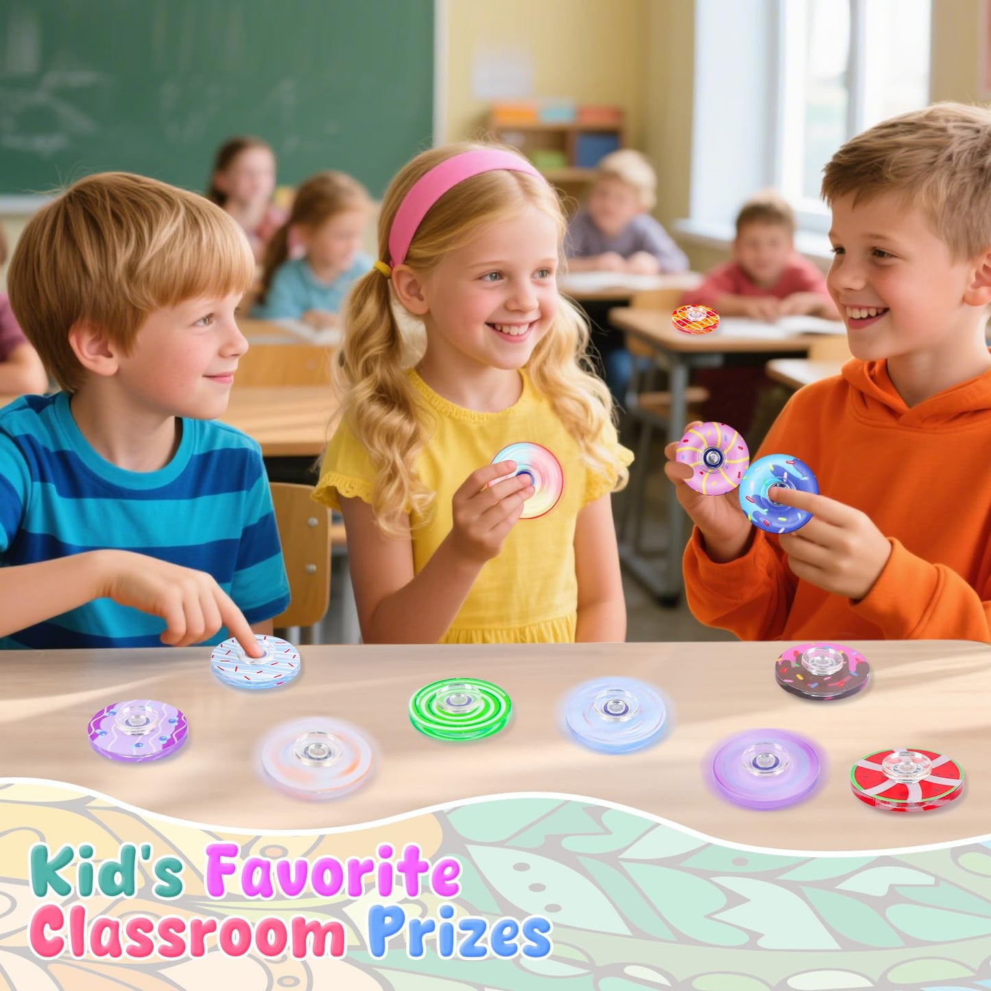 52 Pack Fidget Spinner for Kids Mini Sensory Fidget Toys Bulk Adults Kids with Autism ADHD, Anxiety Toys Stress Relief Fidgets Classroom Prizes Birthday Party Favors Pinata Stuffers Treasure Prize Box