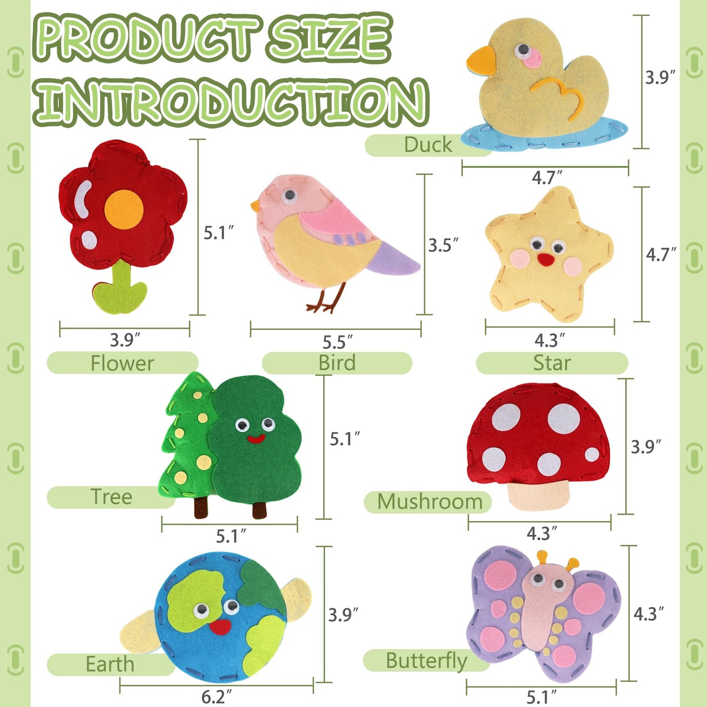 Nature Sewing Kits for Beginners, DIY 8 Stuffed Forest, Butterfly Making Easy Felt Sewing Fun Craft Set, Educational Learn to Sew Gifts for Kids Age 5 6 7 8 9 10 11 12, Instruction & Felt Materials