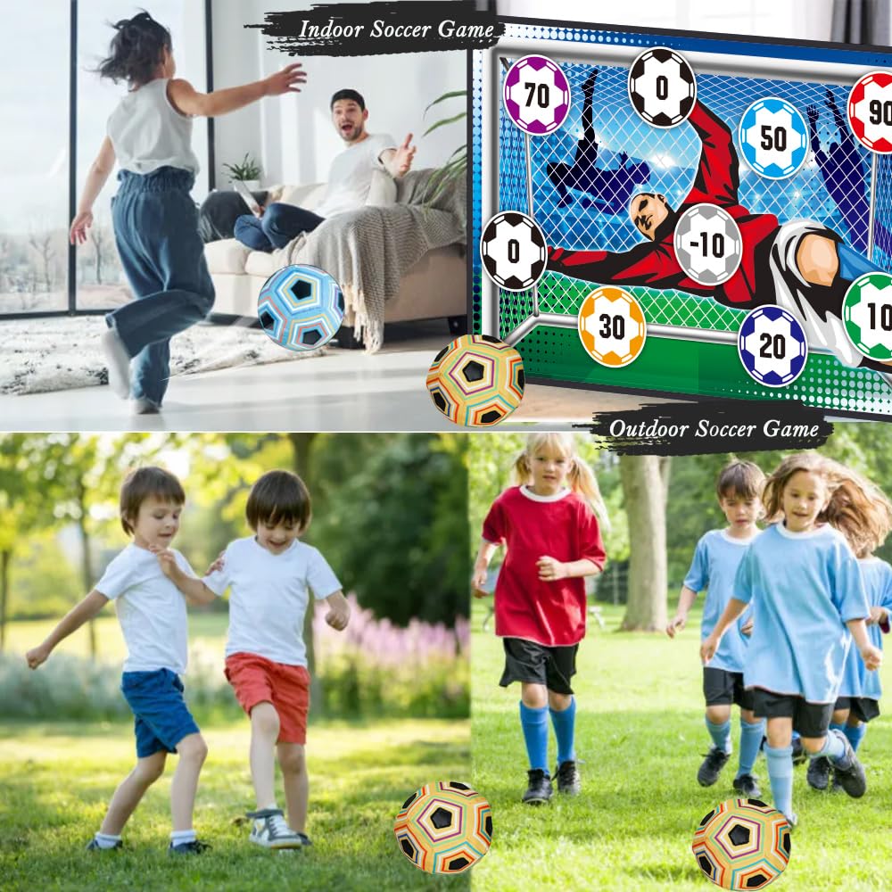 Kids Soccer Ball Target Game Set, Indoor Outdoor Sticky Soccer Game with 2 Soft Balls, 150x100cm Large Soccer Shooting Target, Fun Sports Toy Gift for Boys Girls Ages 3+ Backyard Yard Lawn Party Play