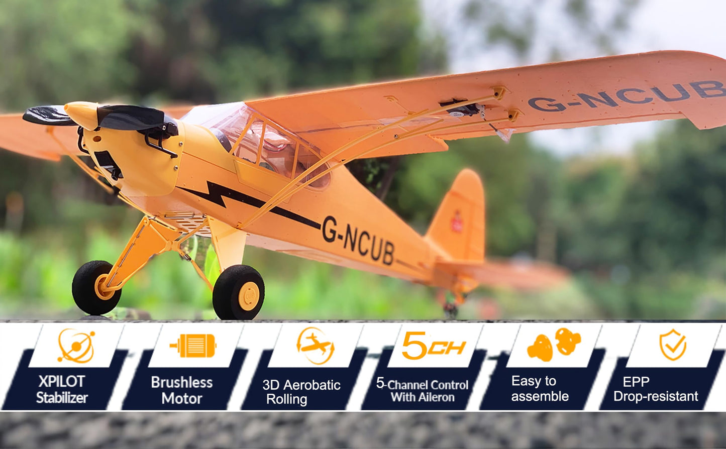 Ssccgym Large Brushless Remote Control Plane XK A160 RC Aircraft Glider J3 6-Axis Gyroscope 5-Channel 3D Stunt Somersault Flight 6 AXIS Gyro 2Batteries for Hobbies Expert 14Y+