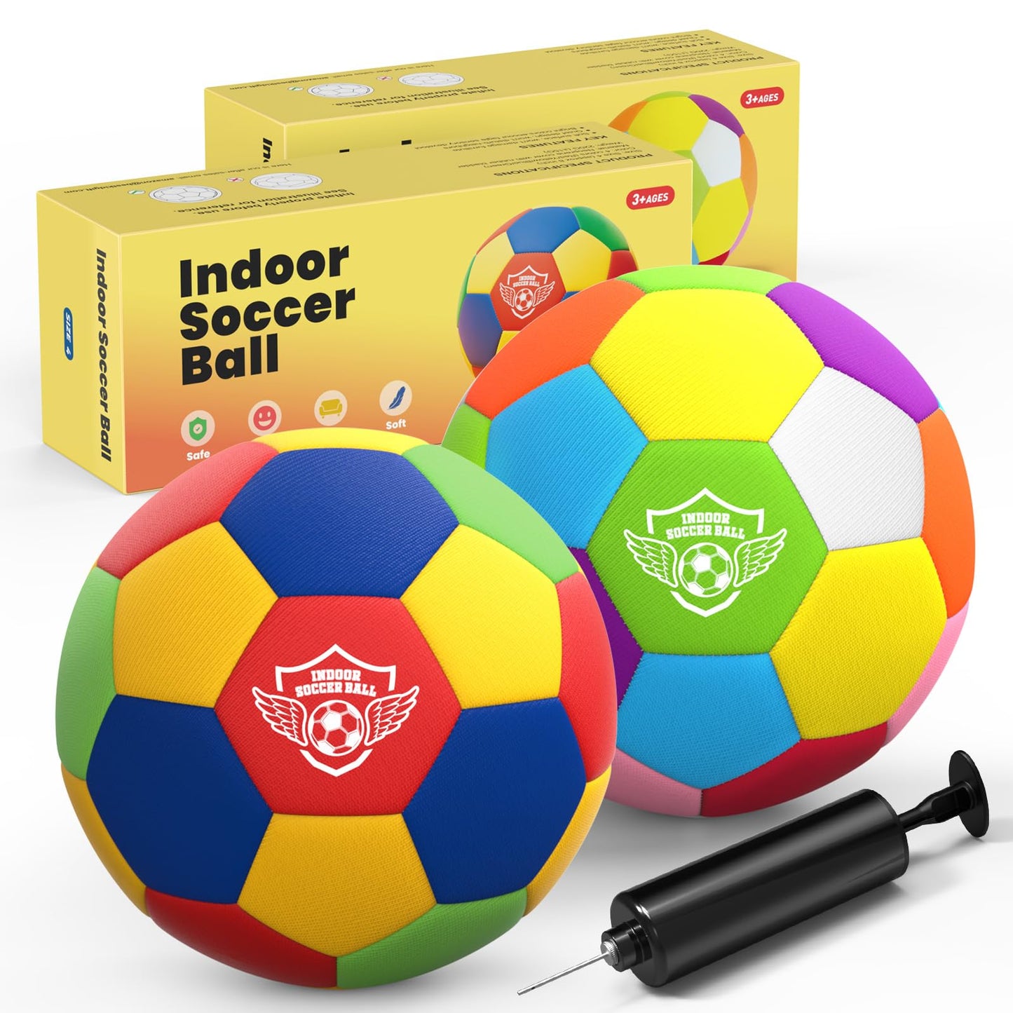 HopeRock Indoor Soccer Ball, Size 4 Soft Foam for Toddlers and Kids, Silent in House, for Youth Boys and Girls Aged 3-12 Years Old