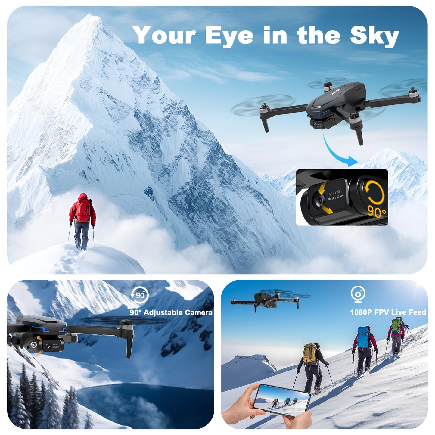 Drone with AI Optical Flow & AI Voice/Gesture Control, 1080P FHD FPV Camera for Kids Beginners Adults, Brushless Motor Foldable RC Drone, One-Key Start, 3D Flips, 2 Batteries 26 Min, Indoor/Outdoor
