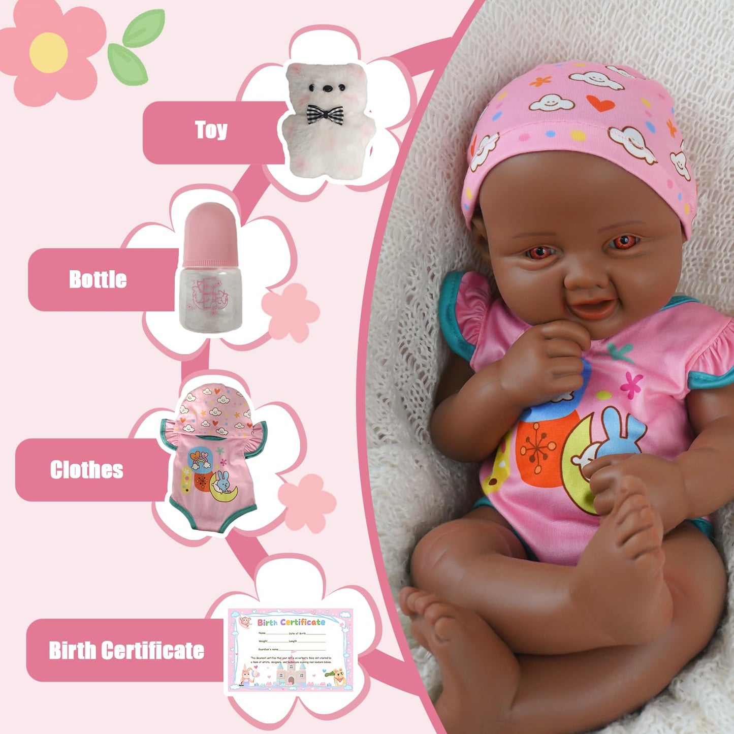 MEIVCOS 17.3 in Full Silicone Reborn Baby Dolls, 1:1 Lifelike Newborn Dolls Non Vinyl Realistic Reborn Toddler Dolls Boy Washable Sleeping Doll