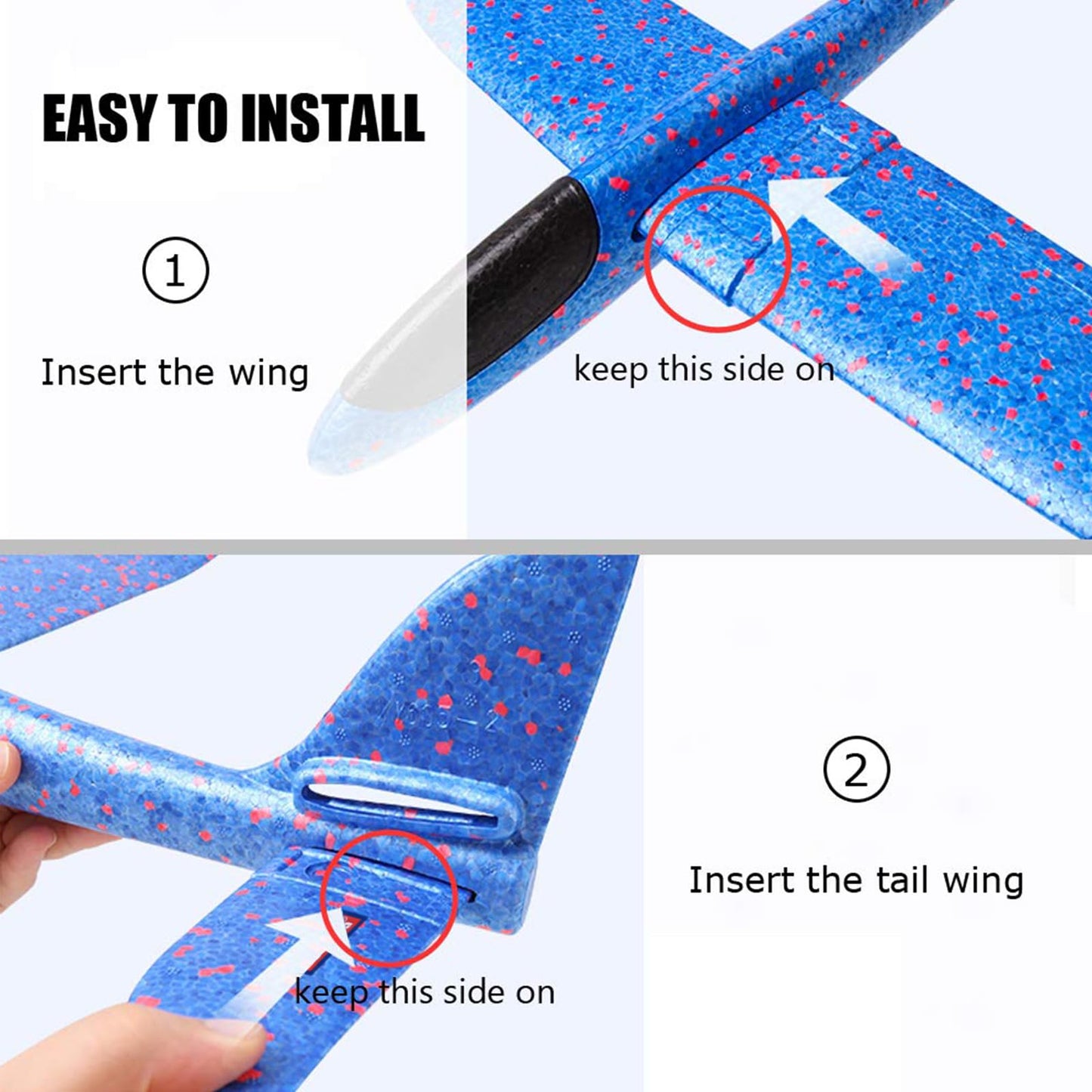 BooTaa 4 Pack Toy Airplanes, 17.5" Large Throwing Foam Plane, 2 Flight Mode, Aeroplane Gliders, Flying Aircraft, Gifts for 3 4 5 6 7 8 Year Old Kids Boys,Outdoor Sport Game Toys, Birthday Party Favors