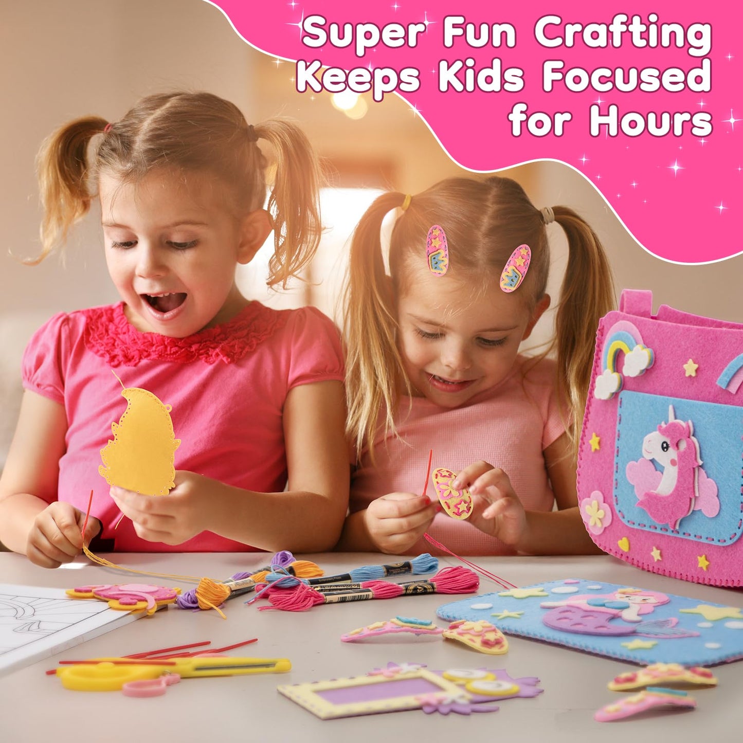 CiyvoLyeen Girl Sewing Kit for Kids -Easy & Fun Felt Sewing Crafts with Instructions, Arts and Crafts Gift, Play and Learn My First Sewing Kit for Ages 6 7 8 9 10 11 12
