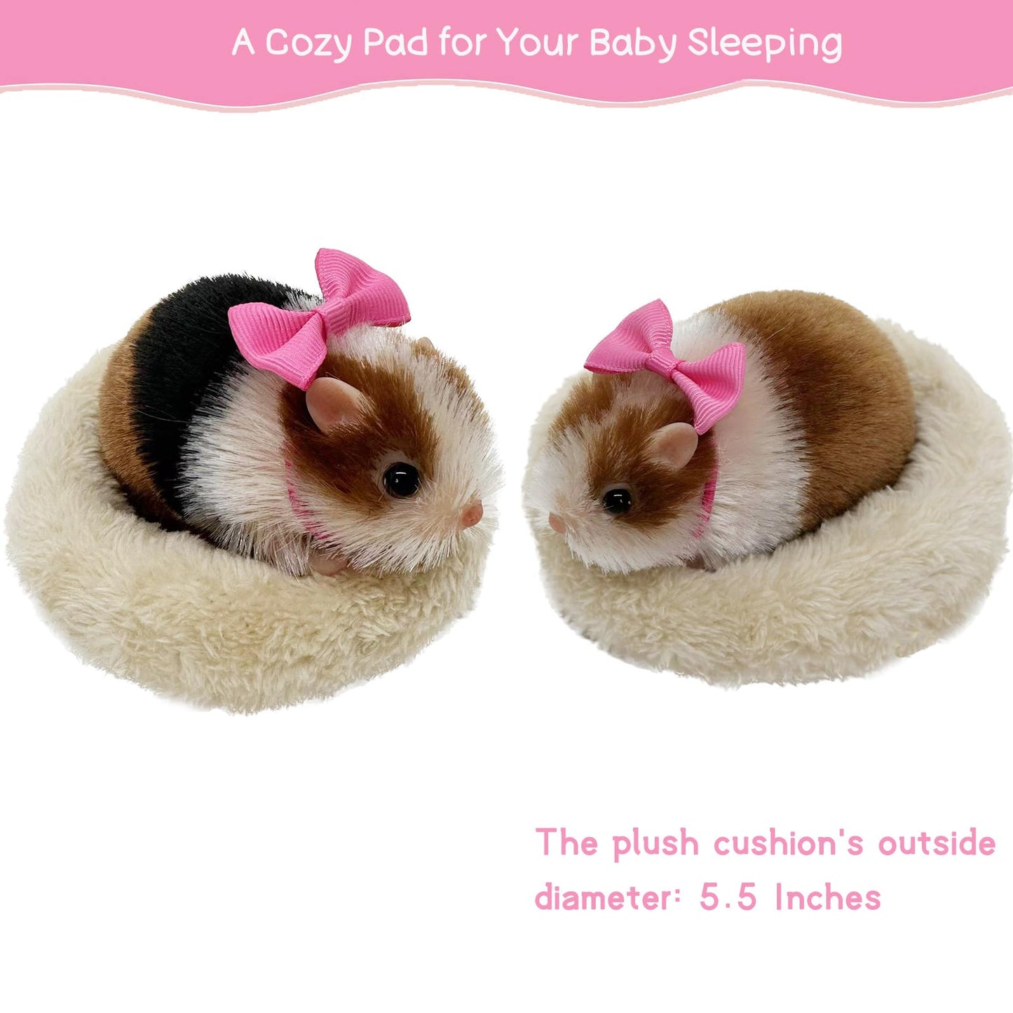 VOLOBE 5 Inches Silicone Hamster, Realistic Toy Hamster as Silicone Piglet Companion with Sleeping Pad Accessories for Kids Boy Girl Birthday Handmade Gift (Black Hamster)