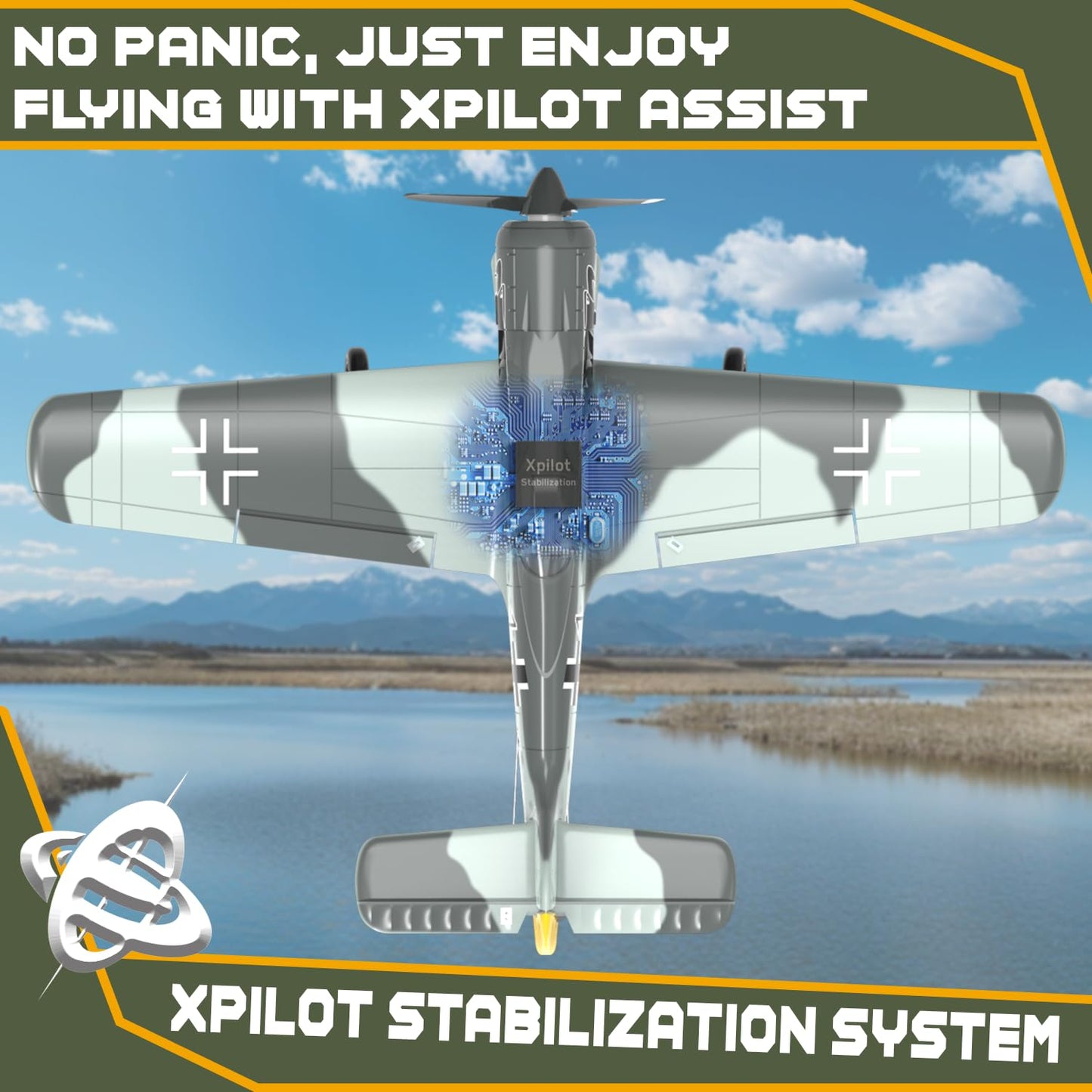 ANBURI RC Plane 4 Channel RC Airplane FW190 Ready to Fly with Upgraded Xpilot Stabilization System & One Key Aerobatic, Remote Control Airplanes for Beginners Adult