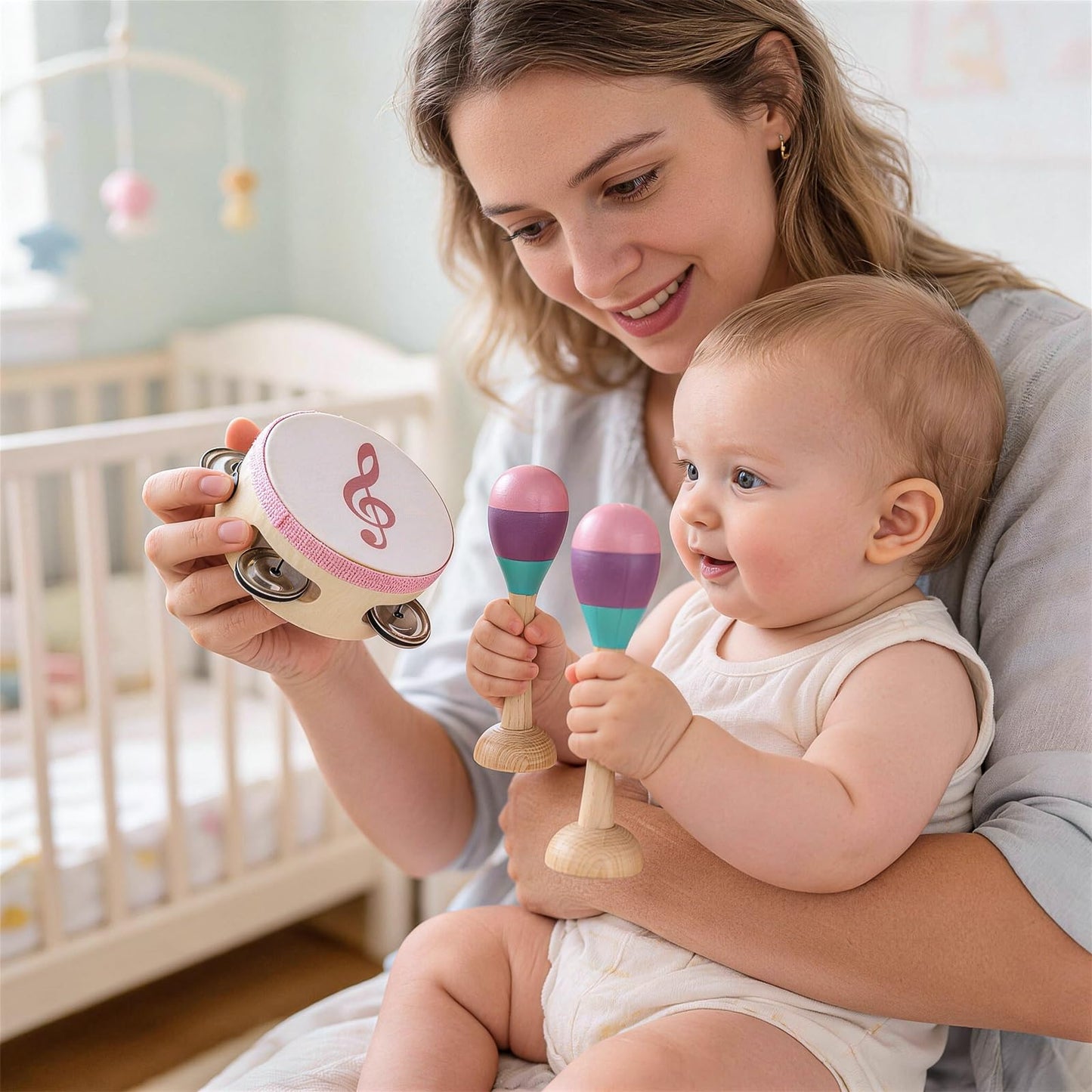 Toyssa Baby Musical Instruments, Montessori Wooden Musical Toys for Toddlers 2-3 with Xylophone Maracas Tambourine and Gift Box Kids Preschool Educational Birthday Gifts for 2 3 4 5 Year Old