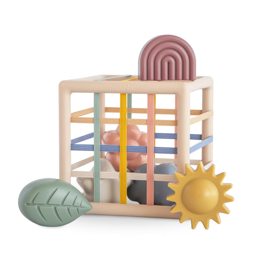 mushie Elastic Shape Sorter | Educational Learning Toy for Kids with 6 Shapes (10 Months+)