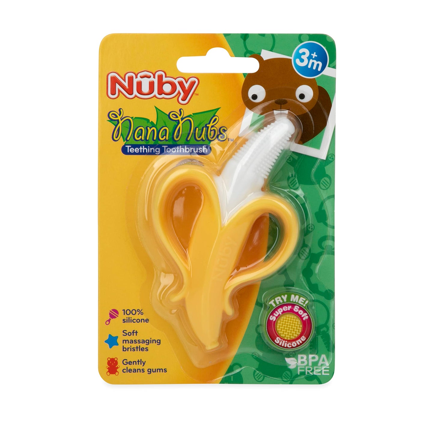 Nuby Nananubs Banana Massaging Teether – Baby Teething Toys 3 Months and Up, Silicone Teether for Sore Gums, Infant Toy, Baby Essentials, Brush, Travel Accessory, Gift for Babies (Pack of 16)