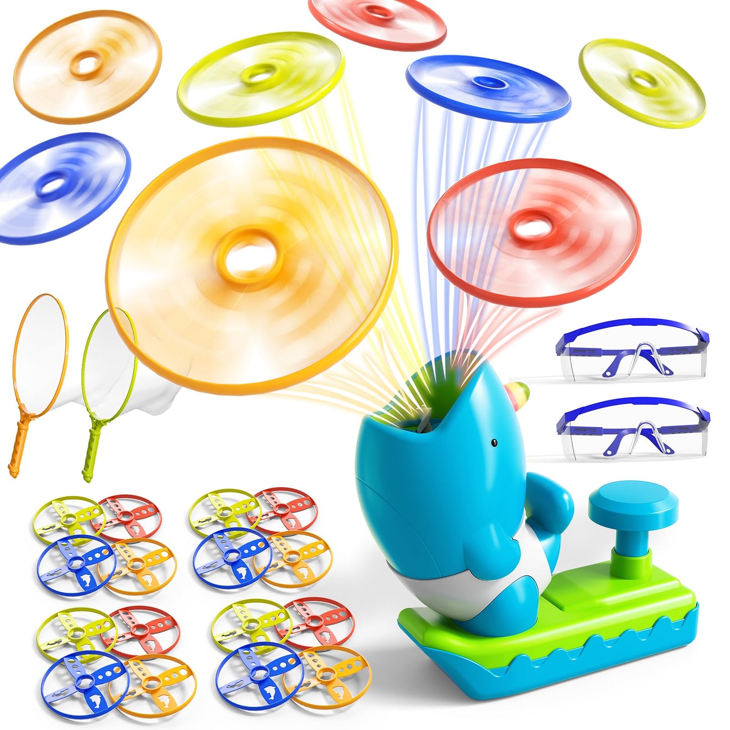 KukuFun Outdoor Toys for Kids Boys Ages 3-5 4-8, Flying Disc Launcher Outside Toys Gifts for 3 4 5 6 7 8 Year Old Kids, Ideas Outside Outdoor Game for Toddlers Boys Ages 3-5 6-8 5-7