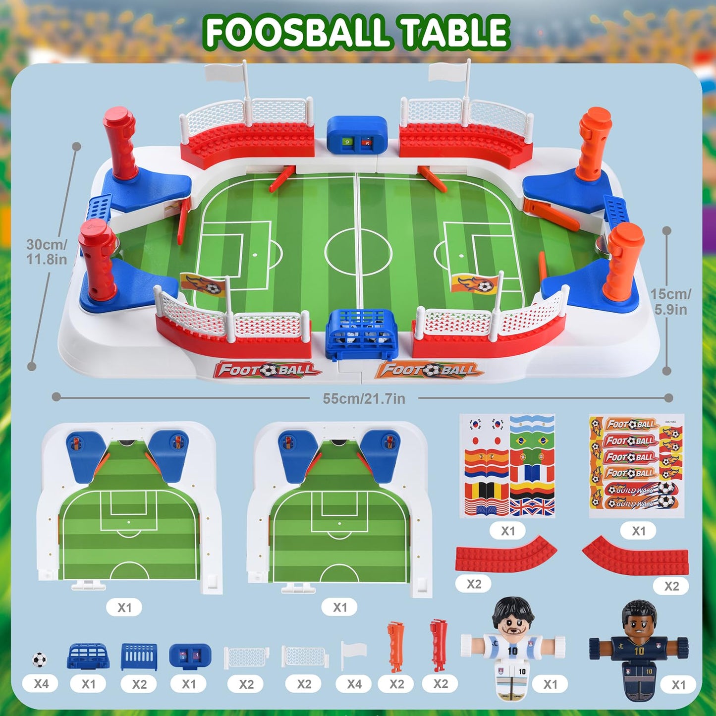 WeeHomm 2-in-1 Play Soccer Board Game for Kids, Foosball Figures PK, Foosball Table for Kids 8-12, Soccer Toys for Boys, Tabletop Football Game, Birthday Gifts for 4-10 Years Old