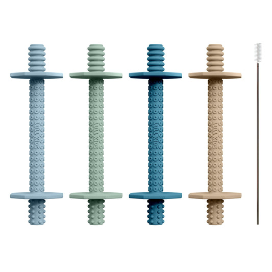 Lull Kids Silicone Baby Teethers 0-6 Months, Textured Baby Teething Toys 3-6 Months, Toddler Molar Teething Relief Sticks, Freezable Chew Straws for Babies 6-12 Month Girl Boy Infant (Winter)