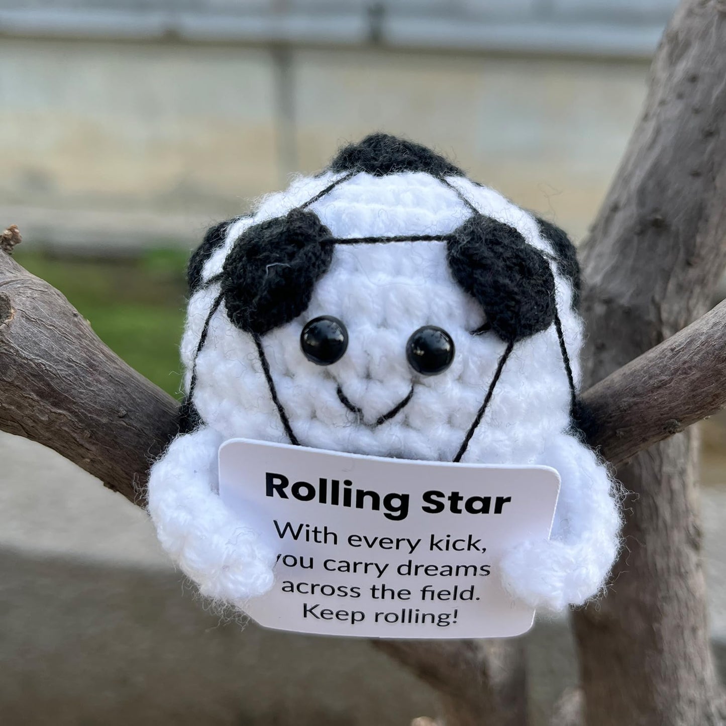 PLWalker Soccer Emotional Support Soccer Ball Gifts Plush Plushy, Positive Crochet Stuffed Doll Inspirational Plushies