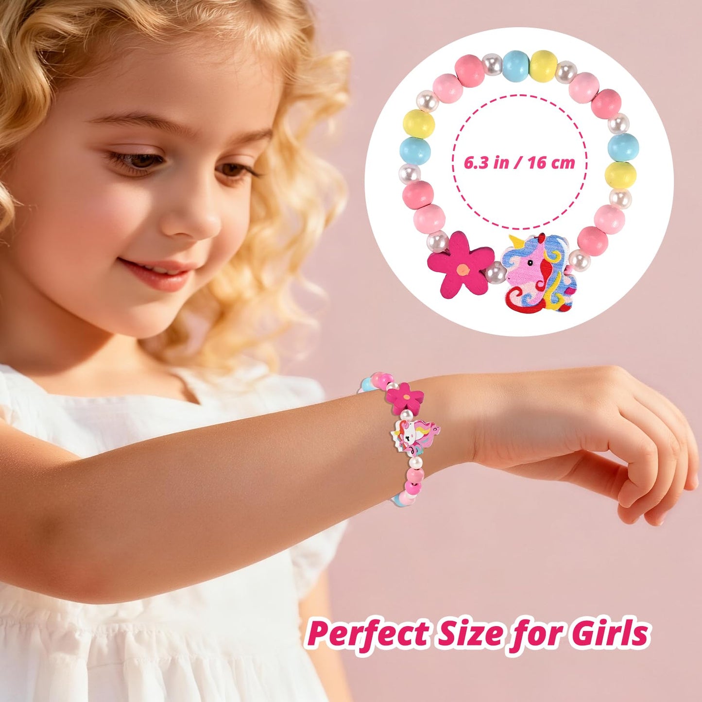 Faburo 16pcs Kids Jewelry for Girls -16 Unicorn Bracelets, Little Girls Jewelry Kids Bracelets for girls, Butterfly & Rainbow & Flower Toddler Jewelry Birthday Christmas Gift Age 3 4 6 8