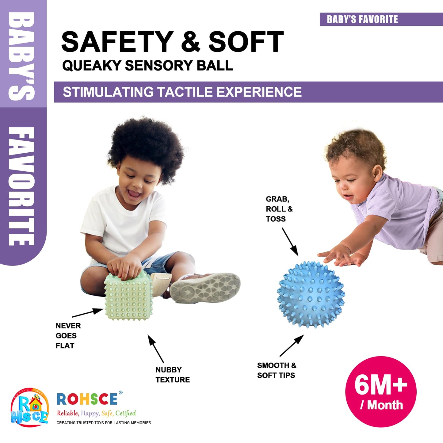 ROHSCE Baby Soft Blocks Building Block Toys 46Pcs,STEM Educational Toddler Gifts,Soft Spiky Sensory Balls - No Hole Wheat Straw Soft Toys for Toddlers