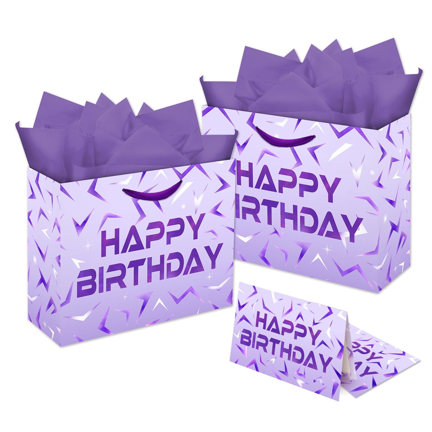 YTHKJS 13'' Large Purple Demon Party Gift Bag Set with Handles, Greeting Card and Tissue Papers for Hunter Theme Party Decoration (Purple 1Pcs)