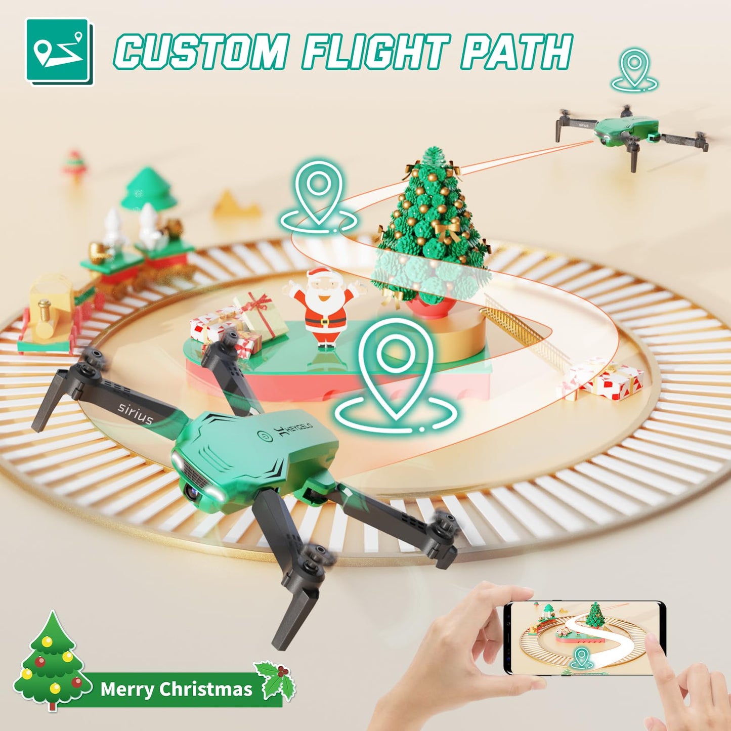 Foldable Drones for Kids Beginners - With 1080P HD Camera, FPV Remote Control Quadcopter, One Key Start/Land, Altitude Hold, 2 Batteries RC Helicopter Toys Gifts for Boys (Green)