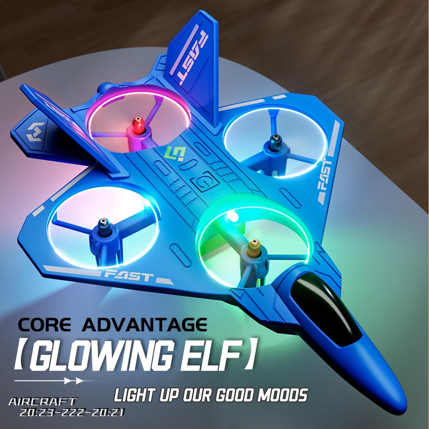 ANTSIR Upgraded RC Plane ABS Fighter Jet Drone for Kids, Mini RC Airplane with Throw-to-Fly Tech & LED Lights, 2.4G Remote Control Aircraft for Boys Age 8-16, Durable Stunt Drone Toy, Birthday