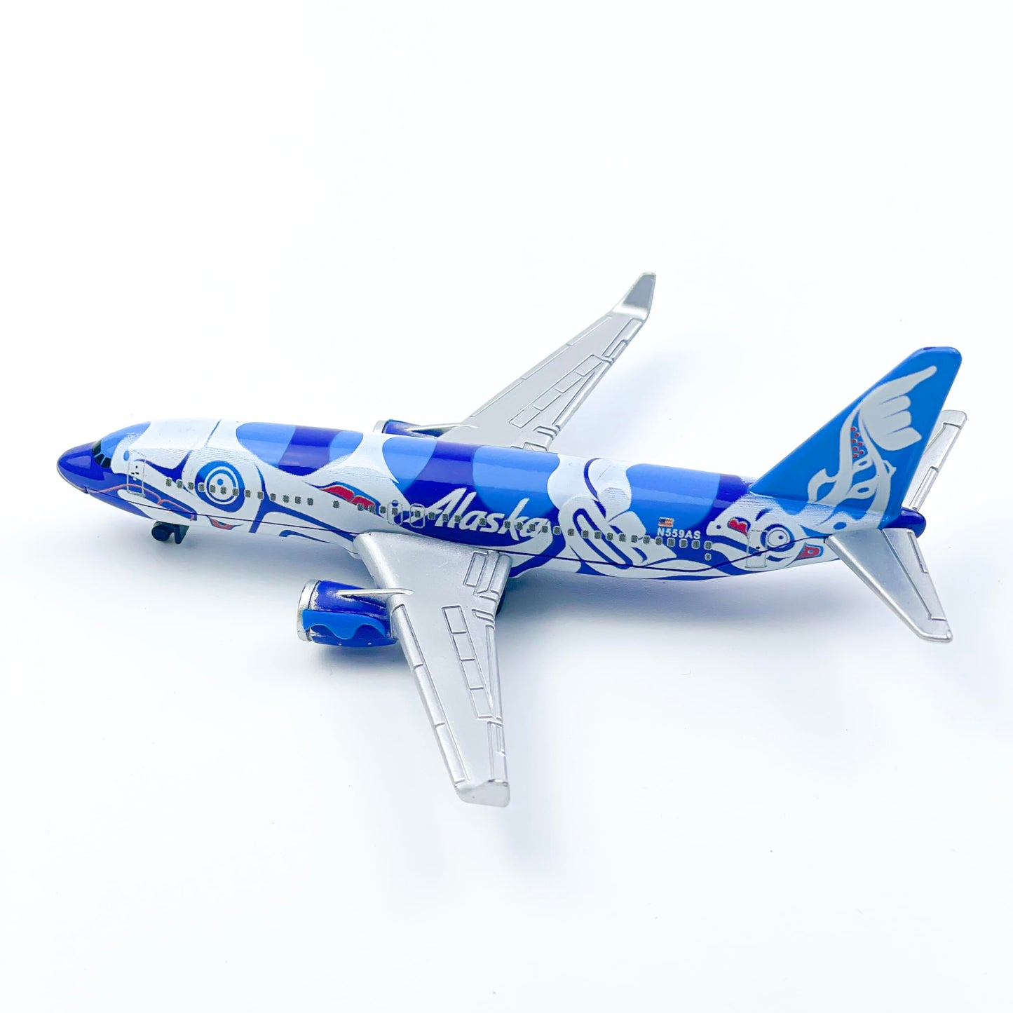 WngAur Airplane Model, Alaska Fishprint Painting Aircraft Livery, Die-cast Metal Planes Suitable for Collection and Desktop Decor