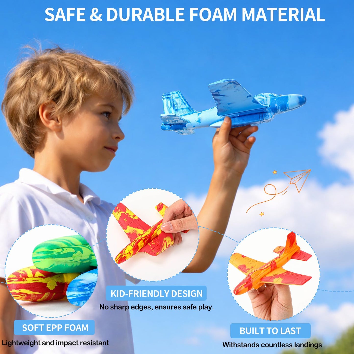 Teyva Daily 10 Pack Airplane Toys, Throwing Foam Planes for Kids Foam Airplanes Gliders Birthday Party Favor Gifts Stocking Filler Stuffer for Kids Boys Girls 8 9 10 11 12 Year Old (Camouflage Colors)