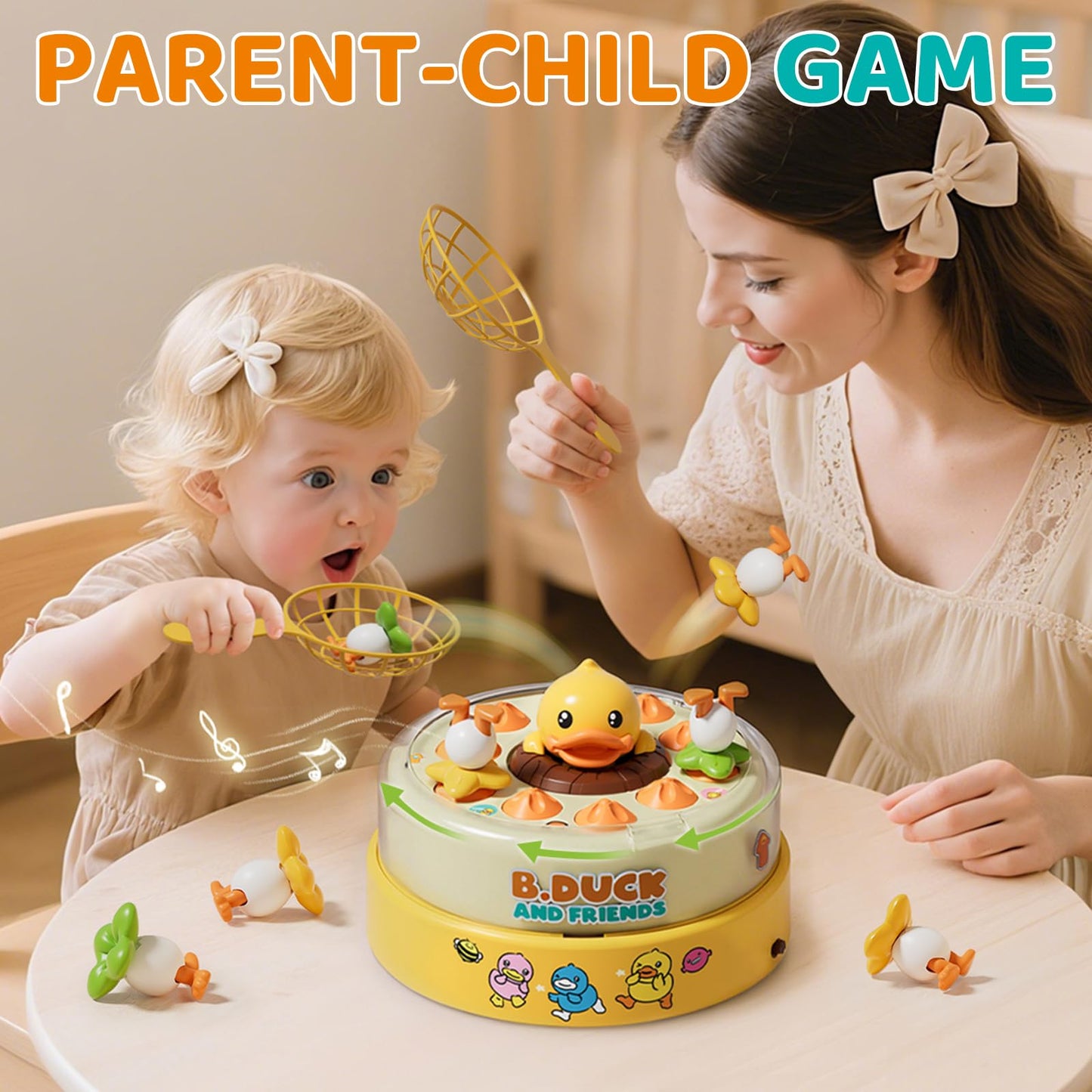 PANITU B.Duck Games, Bounce and Catch Board Game for Kids Age 4-6, Interactive & Music Pop Up Toy for Kid, Duck Games for 5-7 Boys Girls, Birthday Gifts for Toddlers 3-5