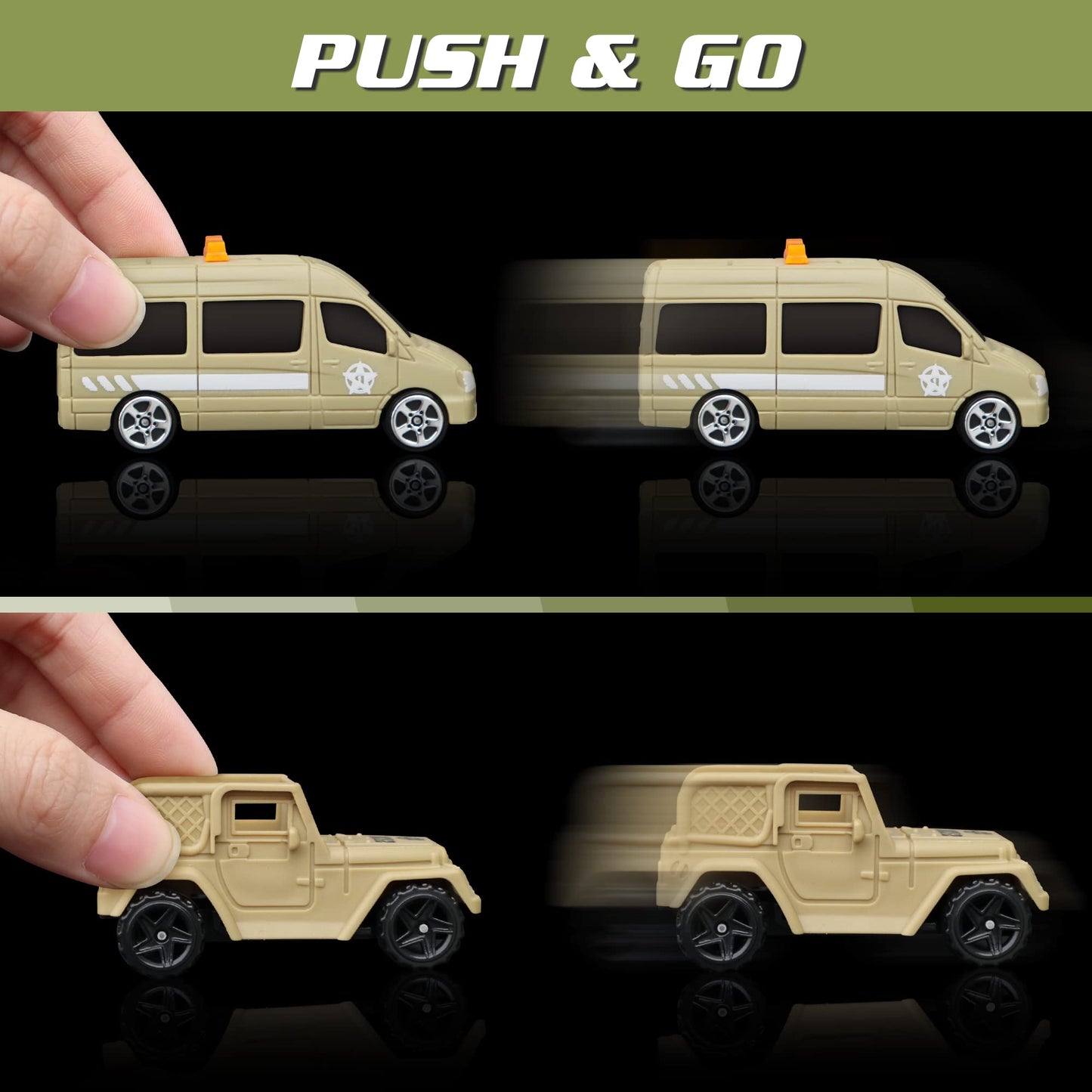 XDUOYJOY Military Tank Toy Sets, Army Toys with 7 Vehicles, Army Men Trucks Helicopter Birthday Gift for Boys Age 4-7, Easy to Store