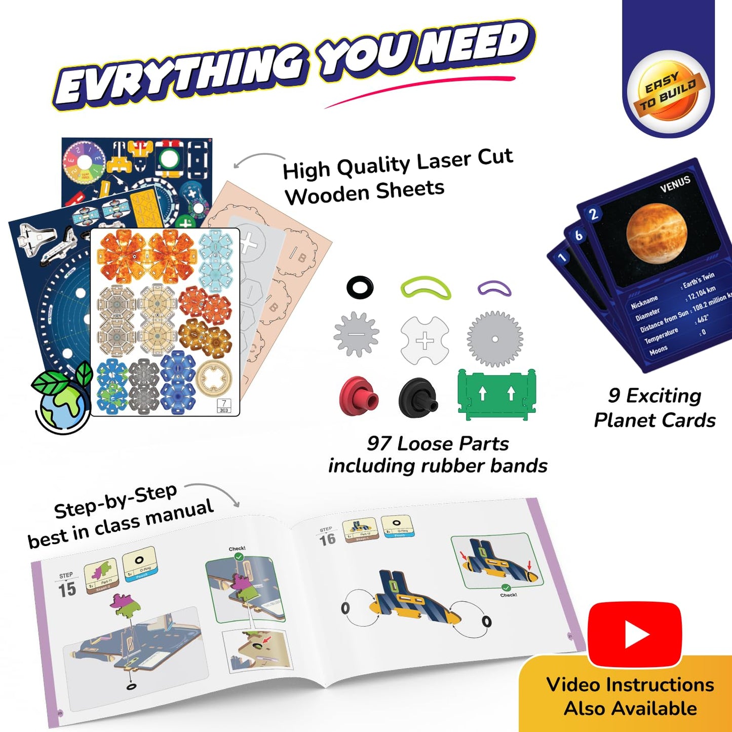 Smartivity Solar System Kit | Gear-Driven Working Model of Planets | Birthday Gift for Boys & Girls 8,9,10,11,12,13,14 Years I Build, Rotate & Explore Astronomy | Learn Solar System & Science Facts |