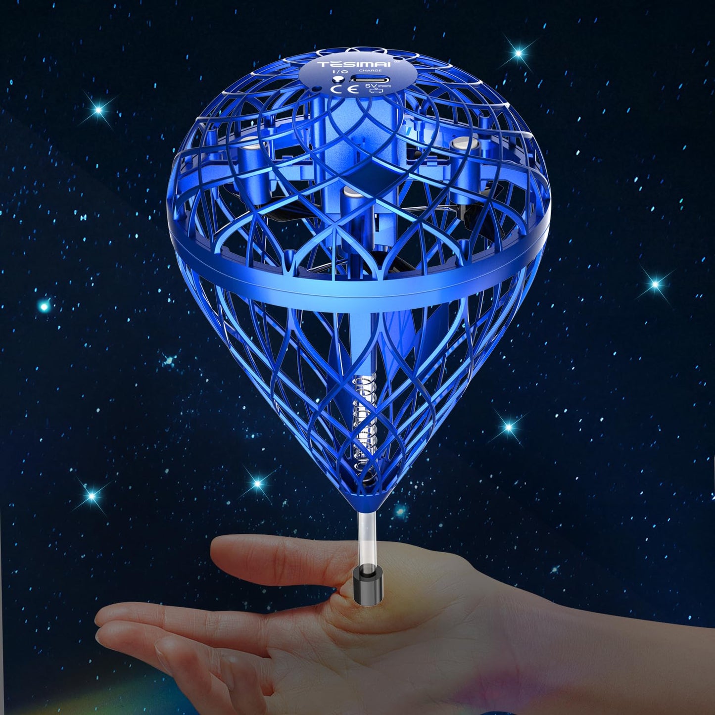 Flying Orb Ball Toy, Dhapy Upgraded 360°Rotating Magic Hover Fly Fidget Spinner, Floating Ball Cool Flying Toys for 6 7 8 9 10 11 12+ Year Old Boys Girls Teens Outdoor Toys (Blue-S)