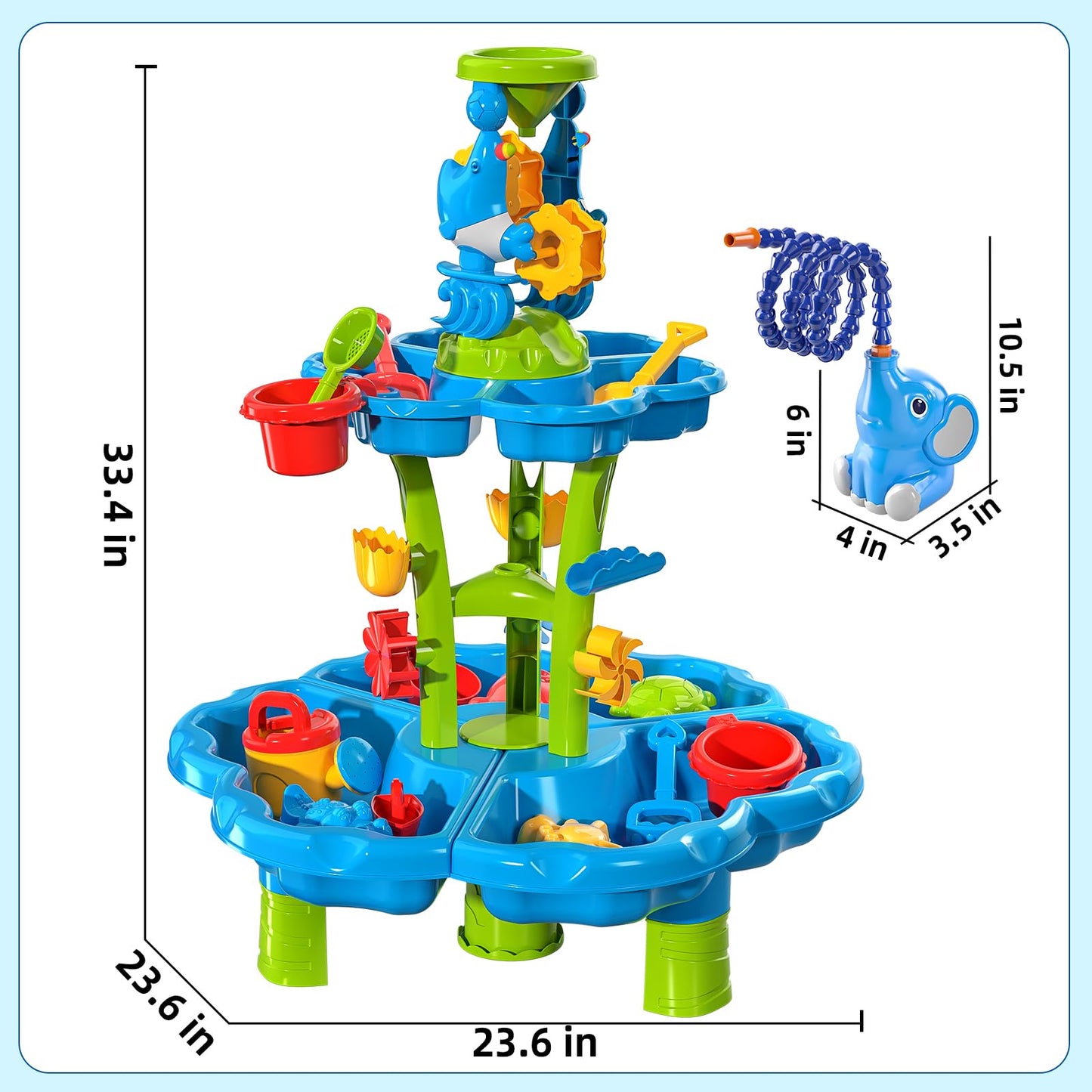 JUKUDAHU Water Table for Kids Ages 3-4 3-5 4-6 4-8 with Water Pumb, Outdoor Sensory Play Table with Beach Toys Accessories Water Waterfall for Boys Girls, Birthday Gifts for Toddlers Age 3 4 5 6 7 8