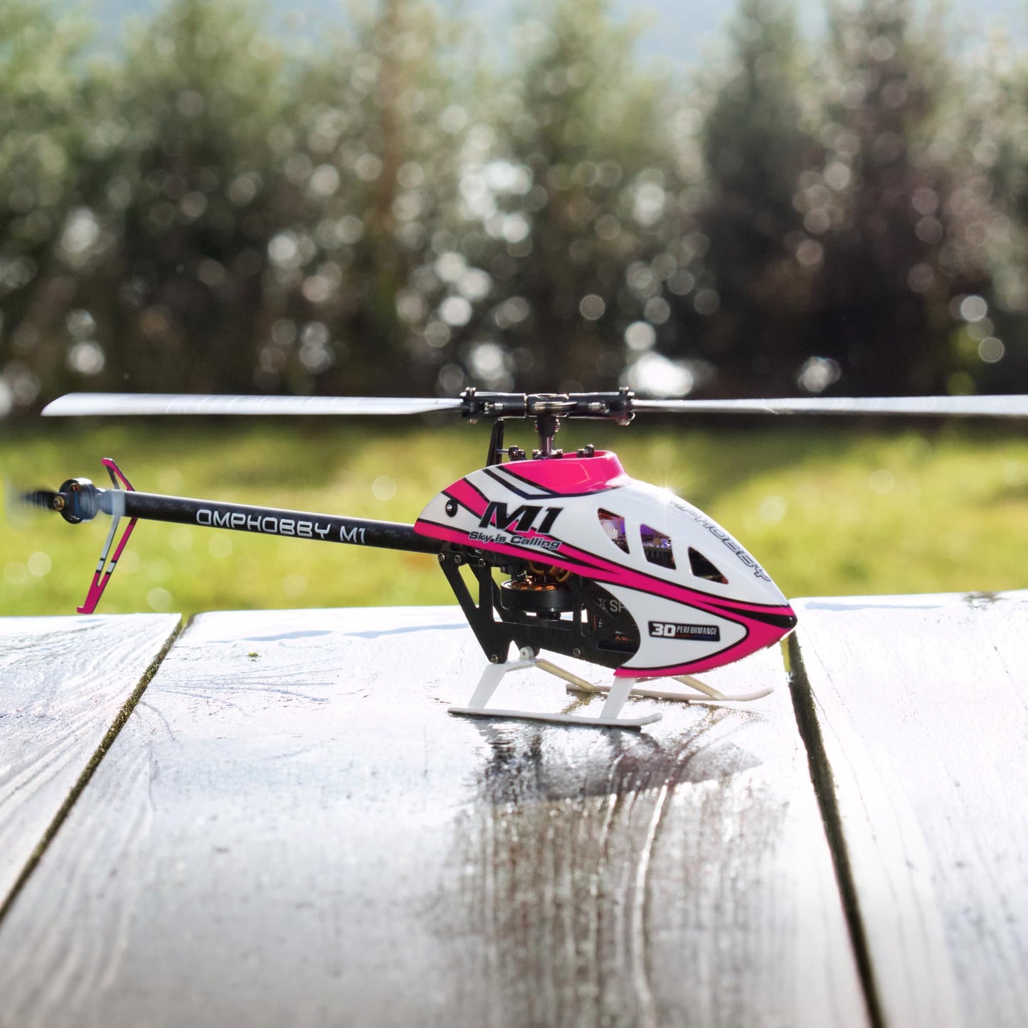 OMPHOBBY M1 V3 PRO BNF Pink (No Controller) RC Helicopter and OSHM2345 SPEKTRUM Satellite Receiver Bundle