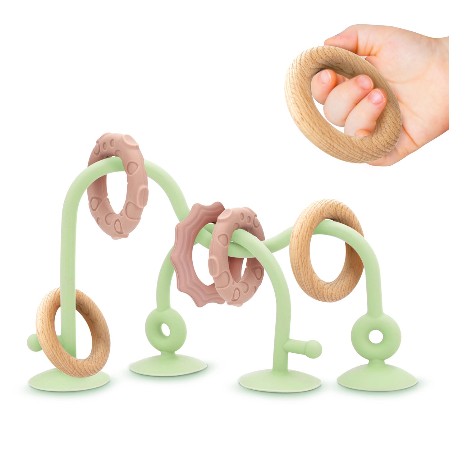 Ascnduup Suction Cup Sensory Bath Toys - 24hr Strong Hold Play Activity for Babies, Silicone Sensory Bath Time, Montessori Teething Toy for Infants and Toddlers, Baby Highchair Toy for 0-12 Months