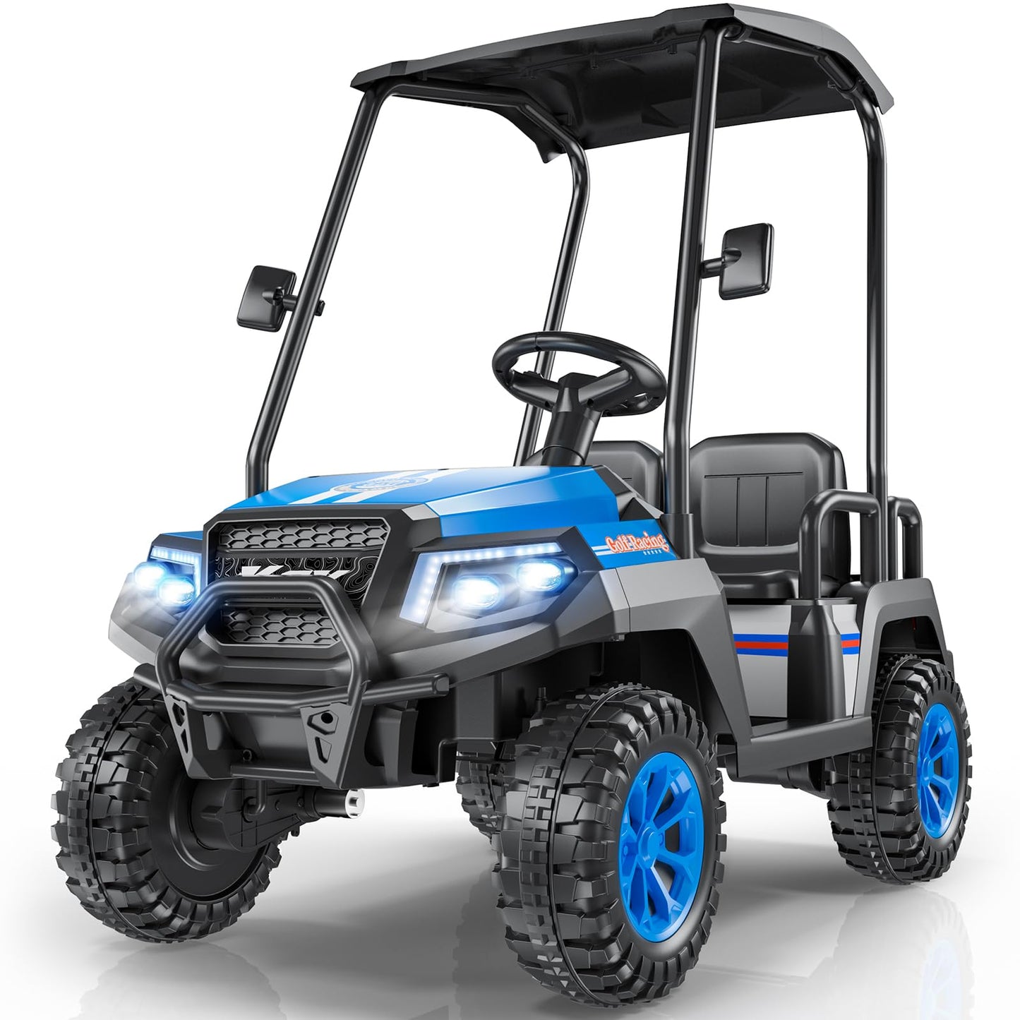 LIGIANT R9 24V Ride on Toys for Big Kids, 4-Seater Kids' Car, Golf Cart Max. Capacity: 264 Lbs, 4WD Ride on Car w/Remote Control, Detachable Awning, Spring Suspension, Music/Story/Power Display