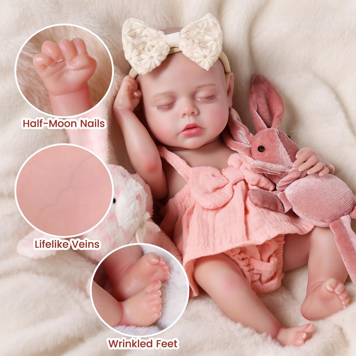 BABESIDE 12 Inch Lifelike Reborn Baby Dolls Vinyl Full Body, Realistic Newborn Baby Doll Sweet Sleeping Preemie Real Life Baby Dolls Easy to Hold with Accessories Gift Set for Kids Age 3+