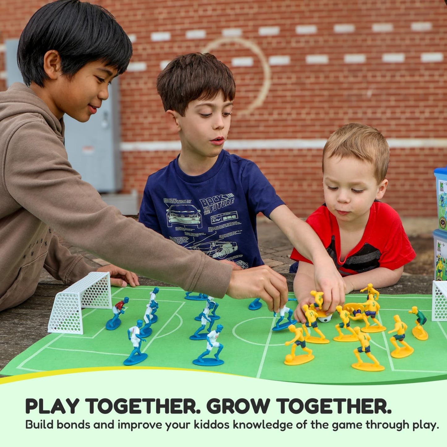 Kaskey Kids Soccer Guys, Blue vs. Yellow, 27 Pieces in Each Set, Includes 2 Teams, Accessories, and Travel Storage Case, Nostalgic Sports Action Figures for Imaginative Play, Ages 3 and Up
