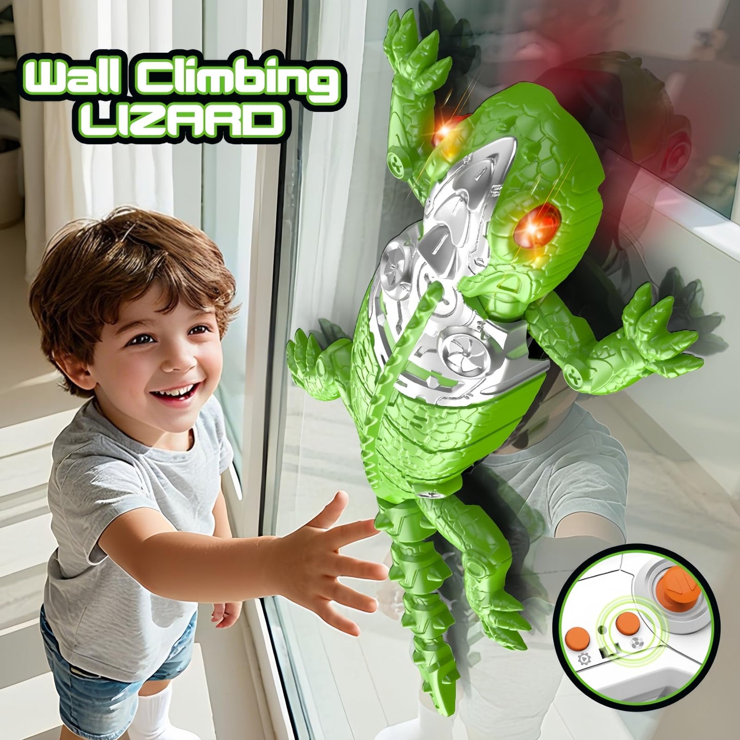 DOLGZIS 2026 Wall Crawler Gecko, Rechargeable Remote Control Robot Kids Toys, Gecko Wall Climbing Toy for Kids, Birthday, Easter, Christmas & Festival Gifts for Boys, Girls