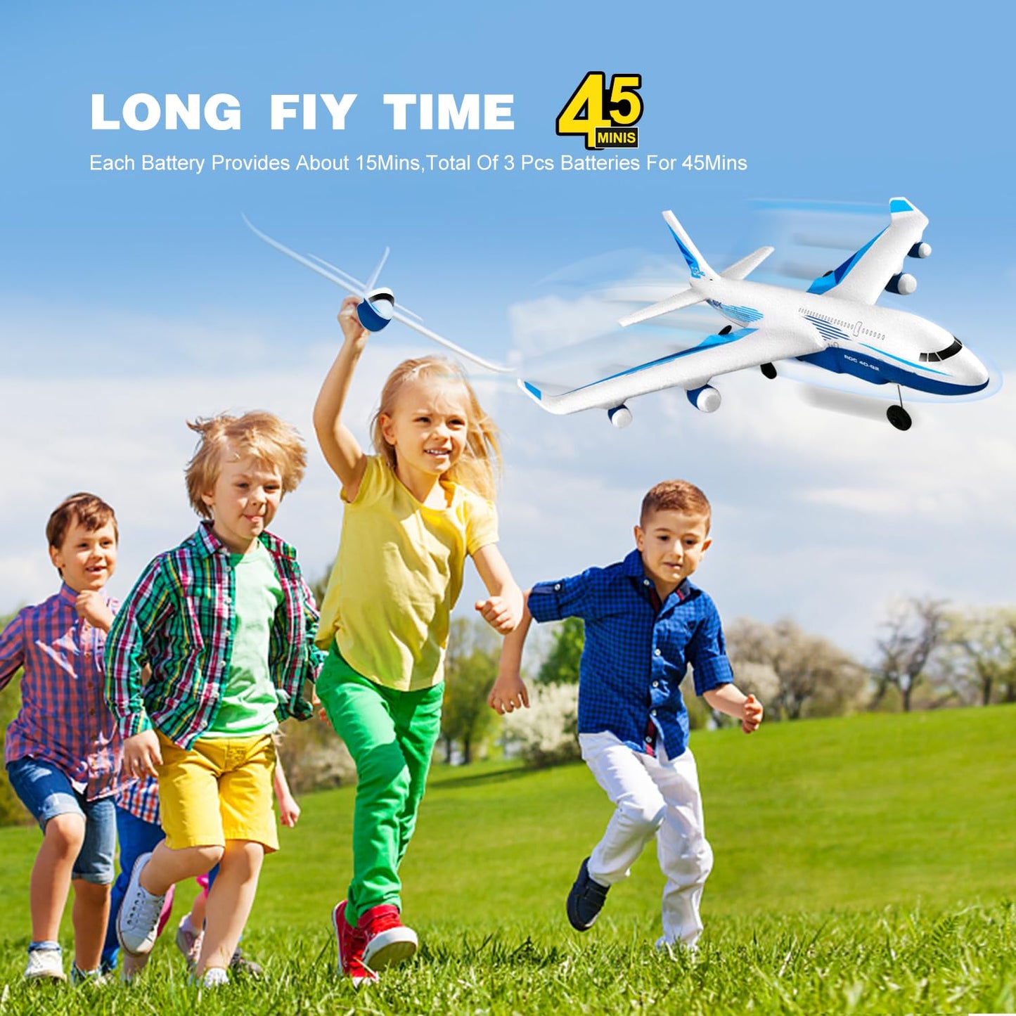 4DRC G2 Foam Remote Control Airplanes RC Planes for Kids Adults, RC Airplane Fighter Jet with 3 Battery for Beginners Adult Light, Airplane Toy Gifts for Kids Boys （3 Battery）