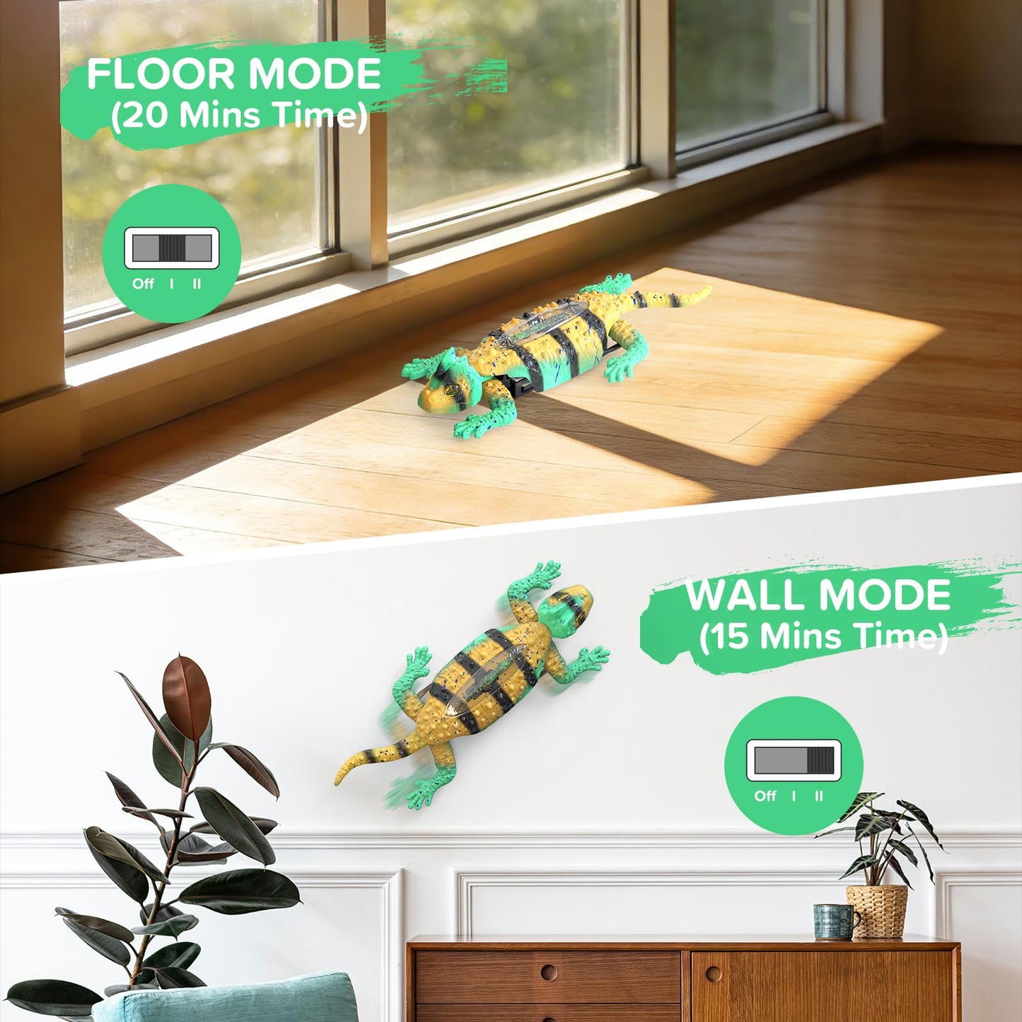 JESKH RC Wall Crawler Gecko, Remote Control Electric Lizard, Crawler Gecko with Glowing LED Light, Wall Climbing RC Robot Kids Toys for Boys & Girls Ages 3+ Years Up