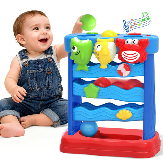 Toys for Toddlers 12-18 Months, Montessori Musical Toy for Baby 12-18 Months, Interactive Feeding Toy with Lights, Sensory Cause and Effect Game, Christmas Birthday Gifts for Boys Age 1-2 years old