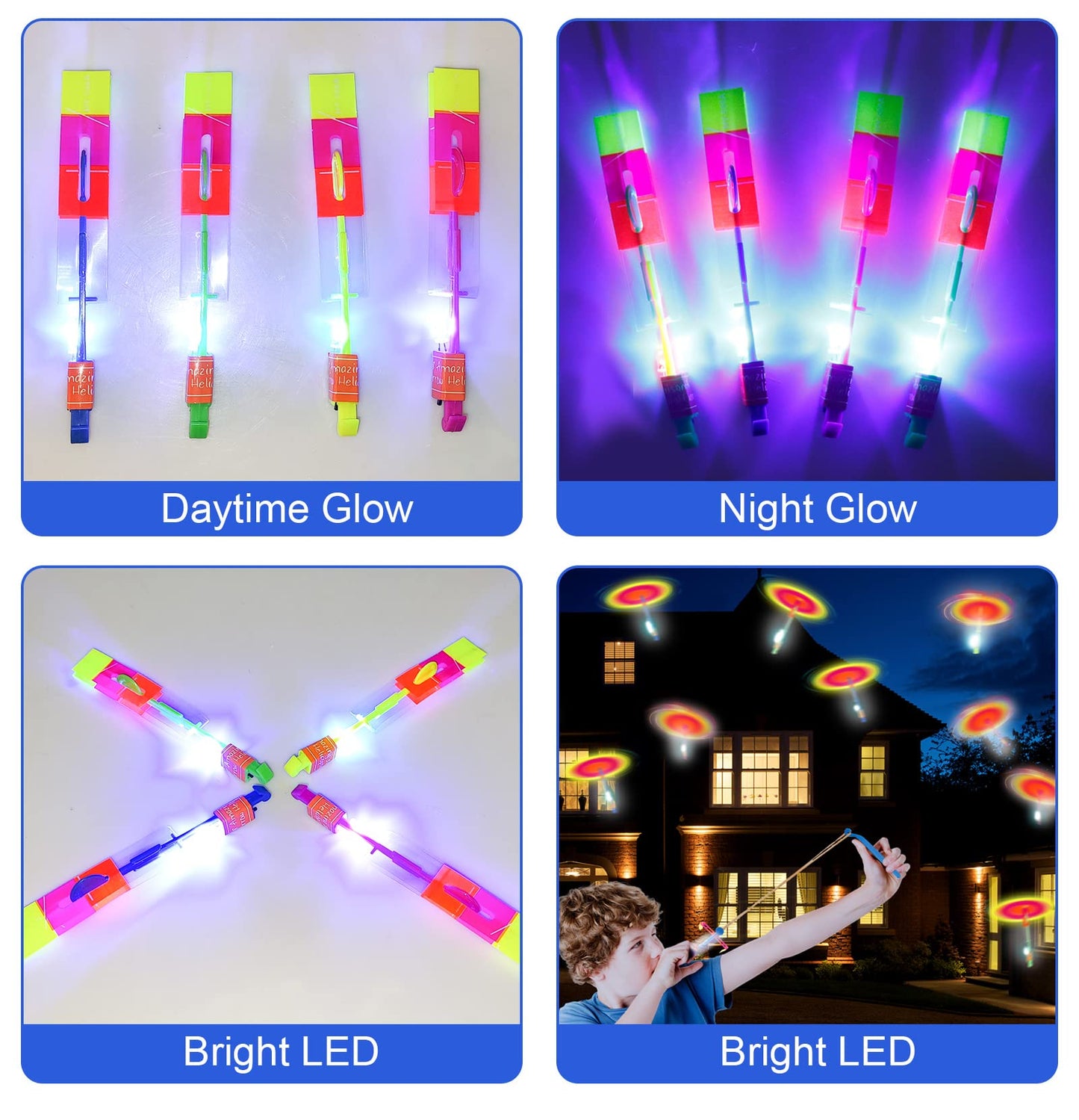 60pcs Led Arrow Helicopter Flying Toy Party Fun Gift Elastic Slingshot Flying Copters Birthdays Summer Day Party Favors Outdoor Game for Kids