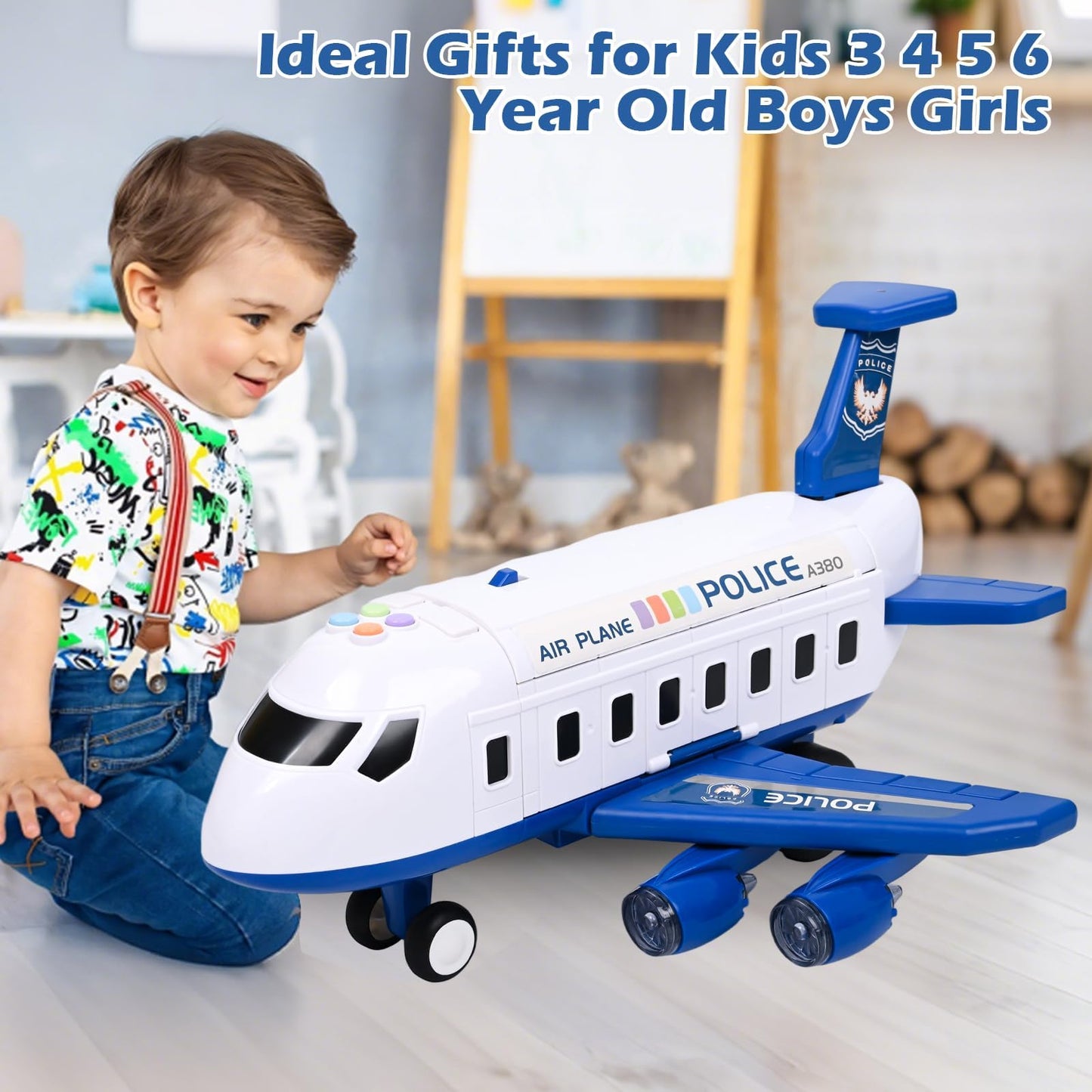 Tyyseis Airplane Race Track Kids Toys with Lights and Sound,Foldable 4 Layer Track Toy Set,Aairplane with Game Mat, Airplane Racing Cars,Christmas Birthday Gifts for Age 3 4 5 6+Years Old Boys Girls
