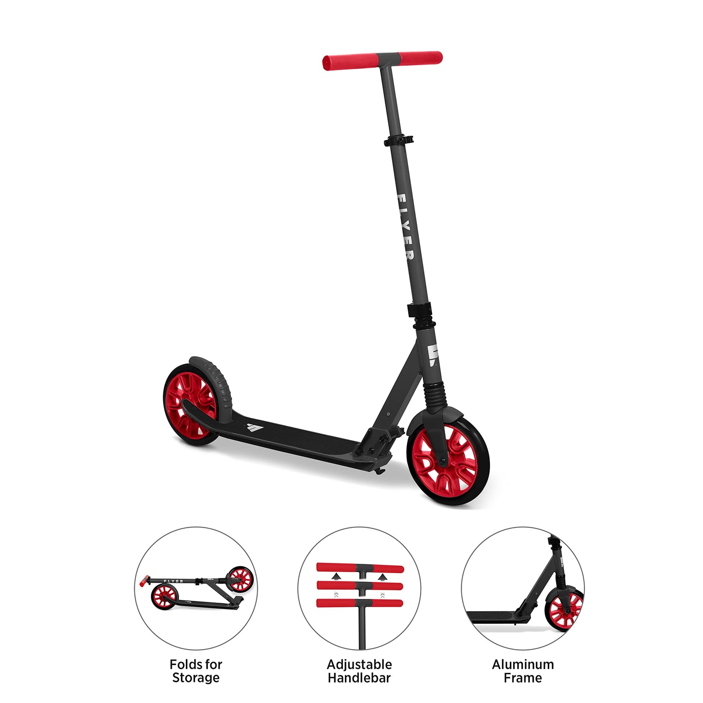 Radio Flyer Kickstart Max, Kick Scooter, Adjustable Handlebars & Foldable, Red Scooter 8+ Years, and up to 220 lbs