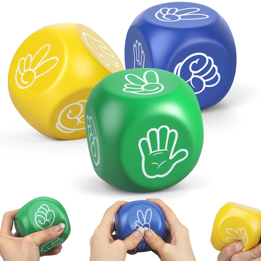 Cybemaga 3 Pcs Foam Squeeze Dice Cube for Kids Adults, Portable Soft Slow PU Dice with 6 Sided for Finger-guessing Game, Perfect Prize Gift for Birthday Christmas Party