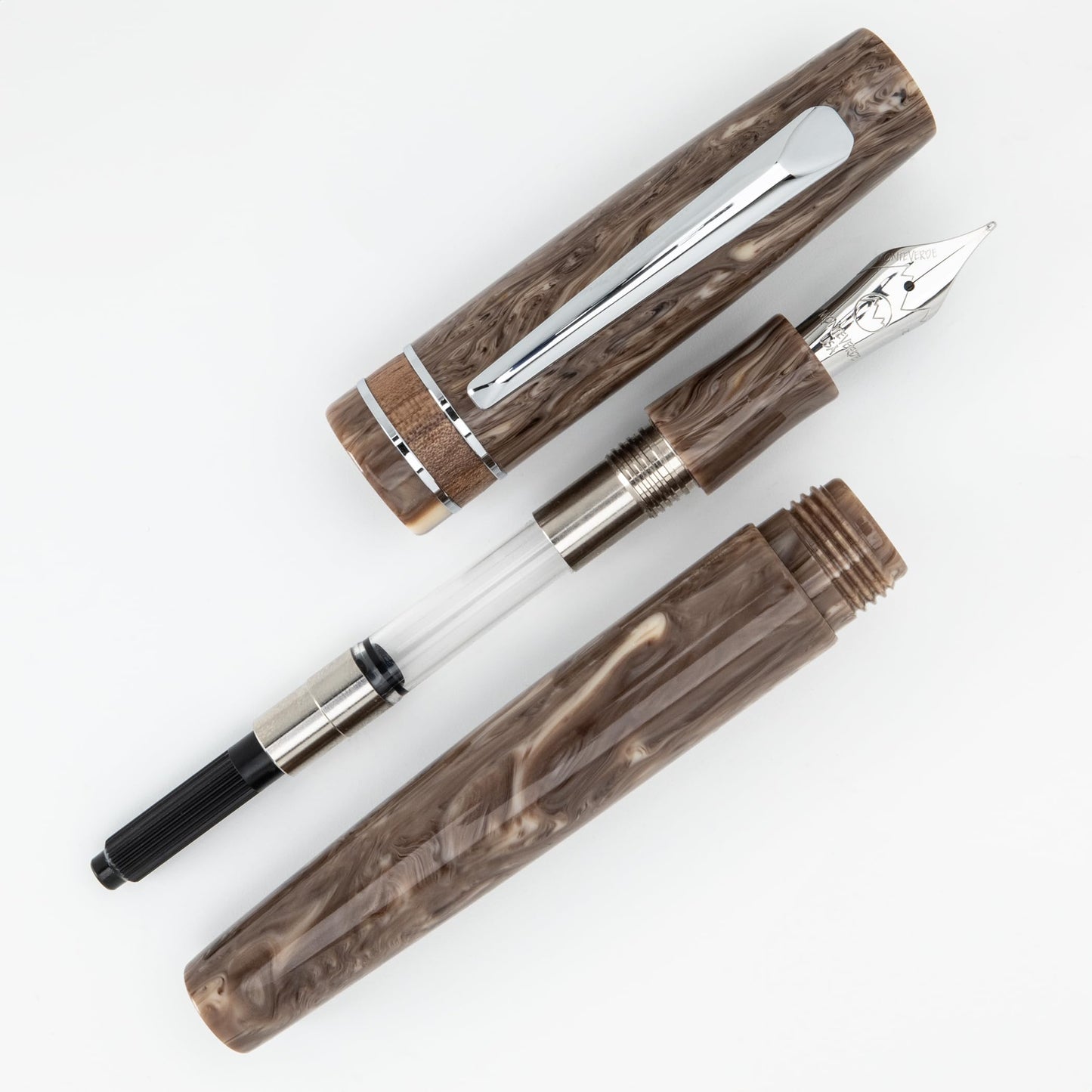 Monteverde USA Avenue of the Baobabs Fountain Pen – Beige Swirl Stub Nib with Free 15ml Ink Bottle – Calligraphy & Everyday Luxury Gift for Collectors & Writers